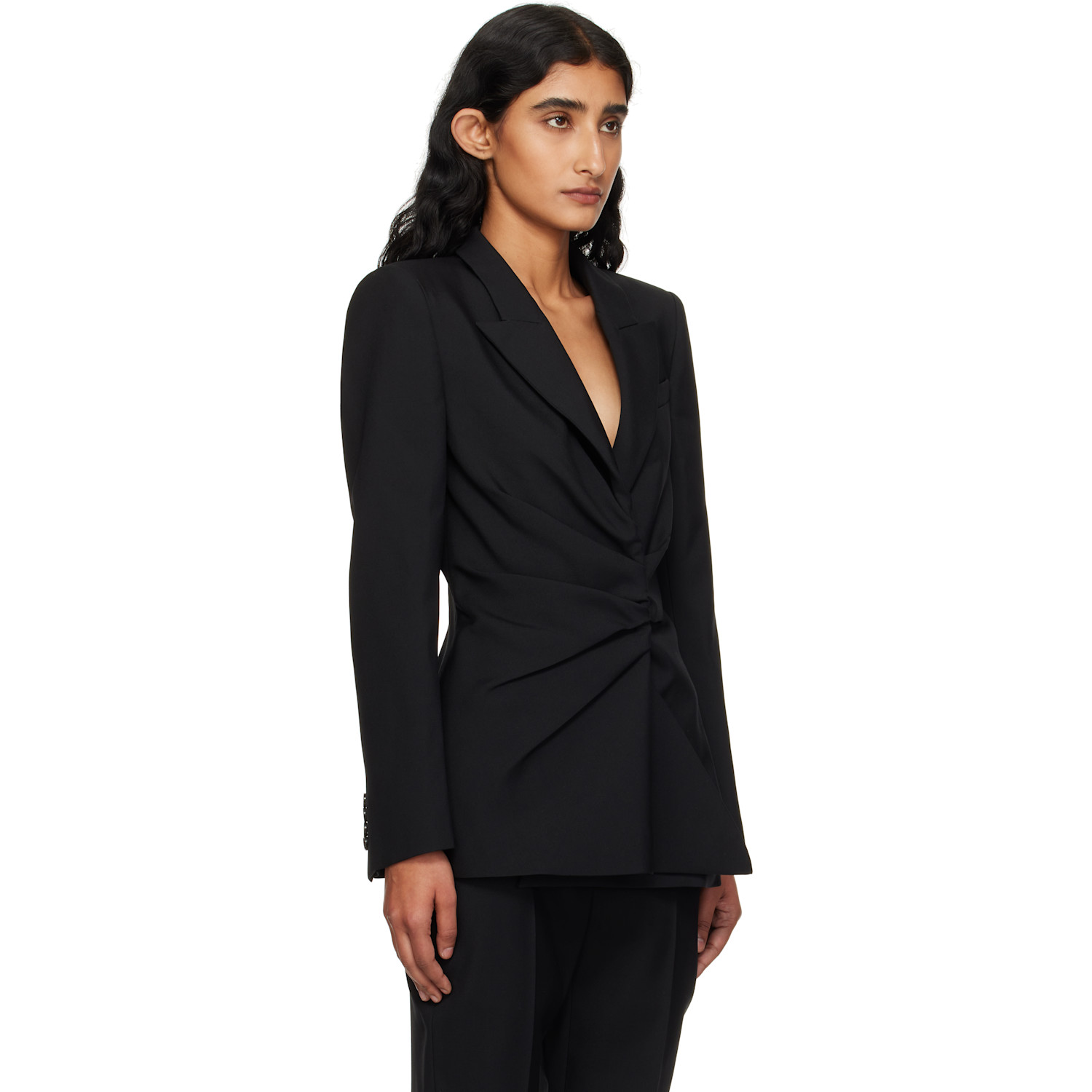  Mcqueen Black Twisted Lapel Blazer 