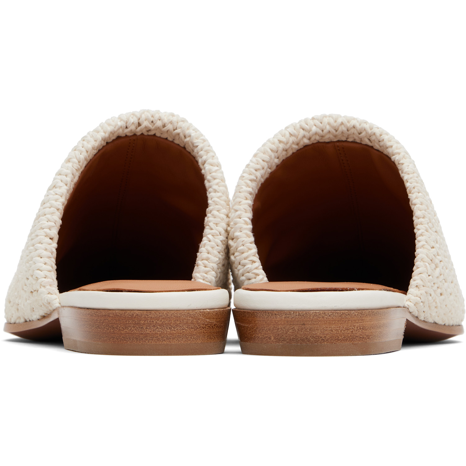  Mcqueen Off-white Birdee Leather Knit Mules 