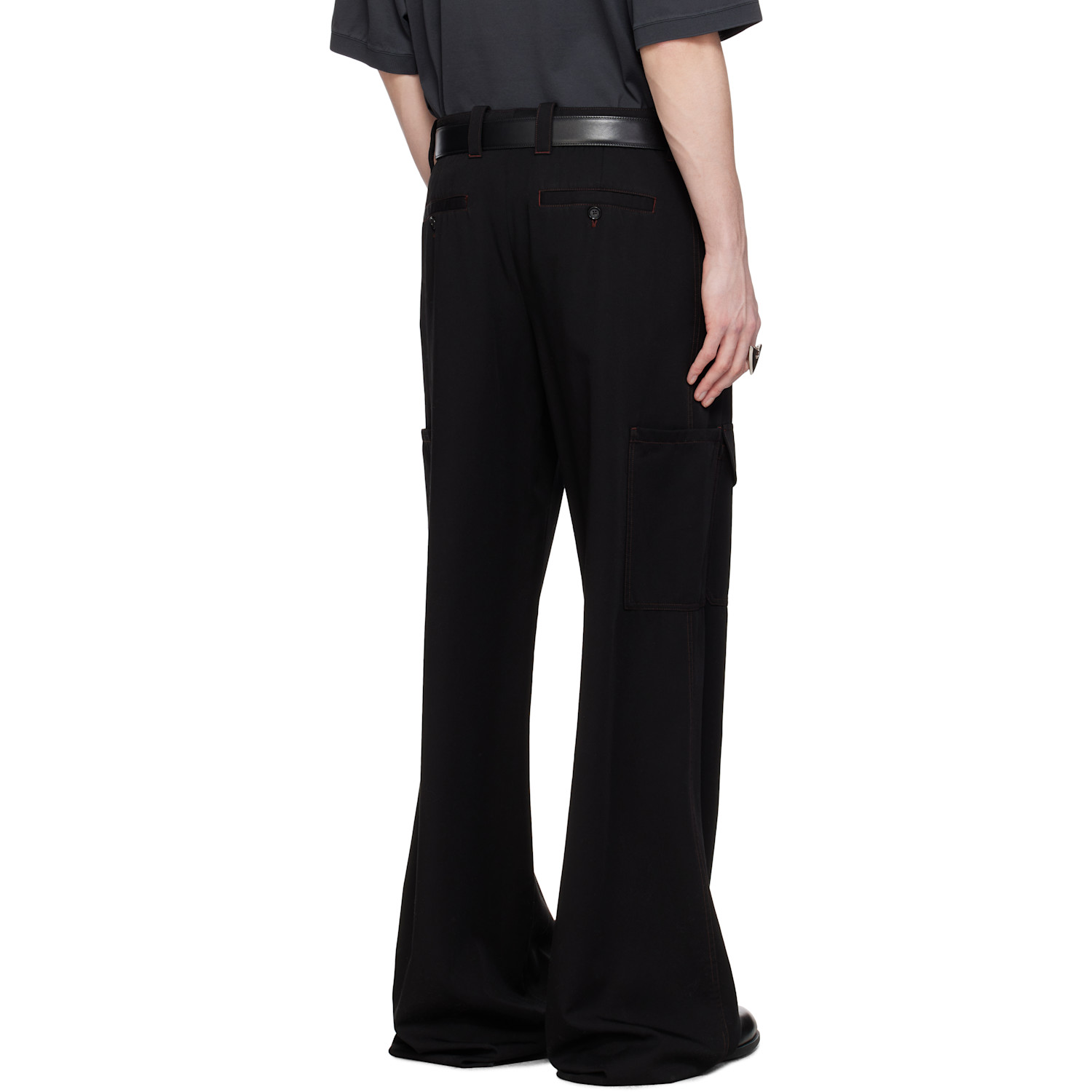  Mcqueen Black Wool Overdyed Low-rise Cargo Pants 