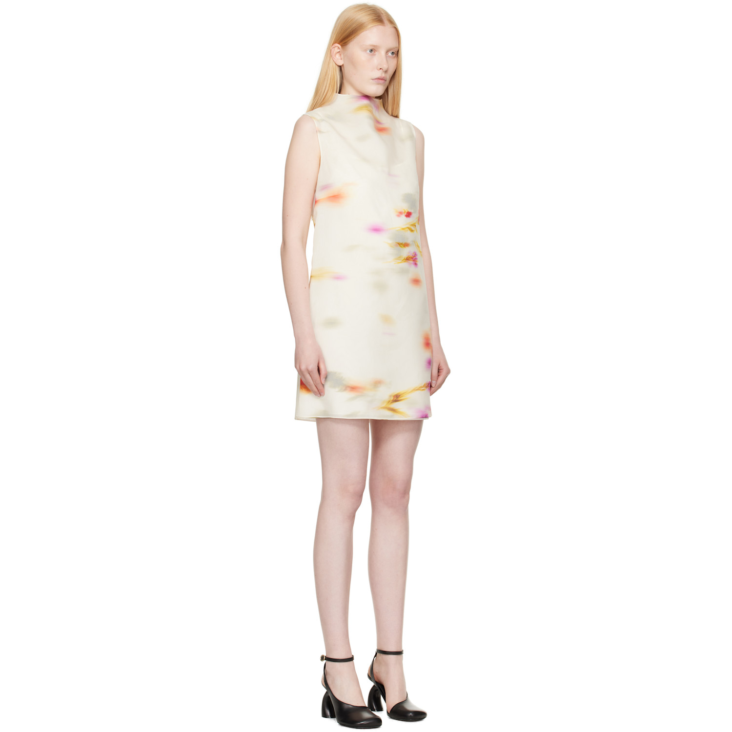  Ferragamo Off-white Blossom Flower Reversible Minidress 