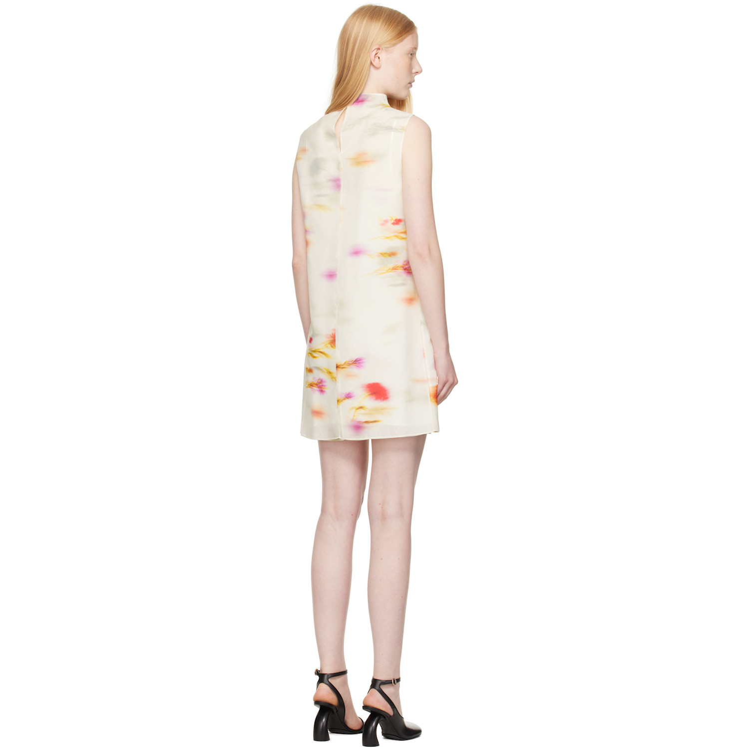  Ferragamo Off-white Blossom Flower Reversible Minidress 