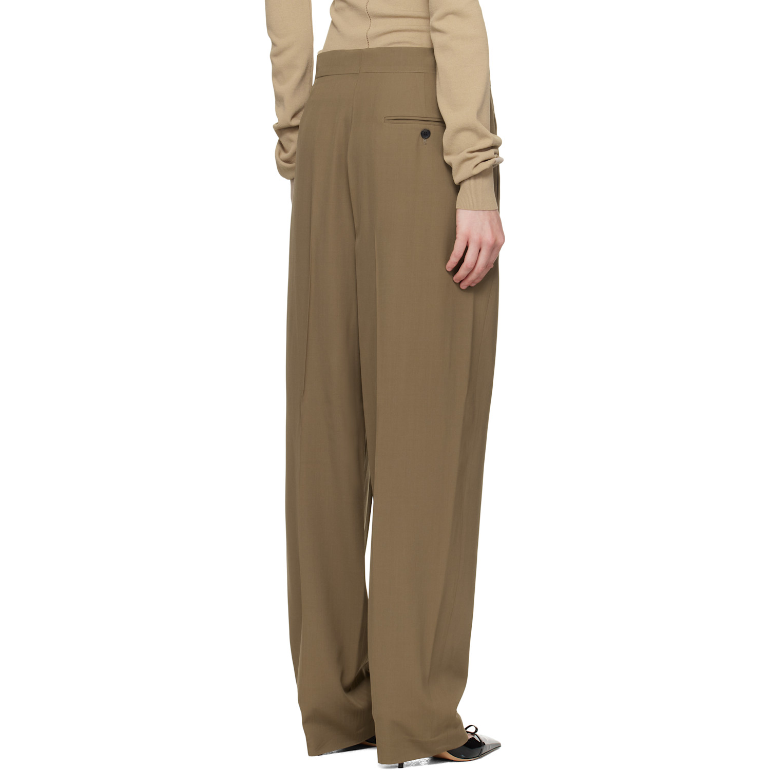  Ferragamo Taupe Inverted Pleats Trousers 