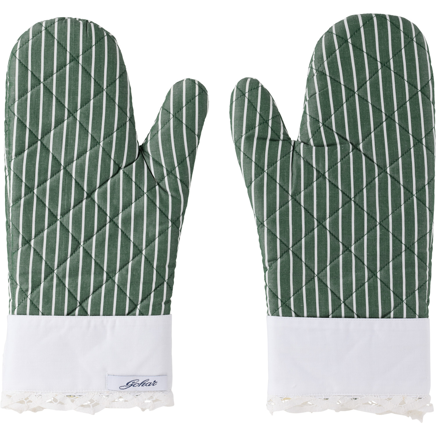  Gohar World Green & White Oven Mitts 