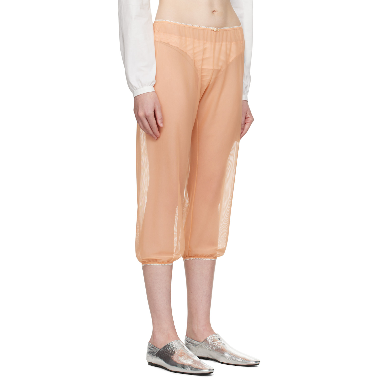  Colleen Allen Orange Stretch Tulle Sleep Capri Trousers 