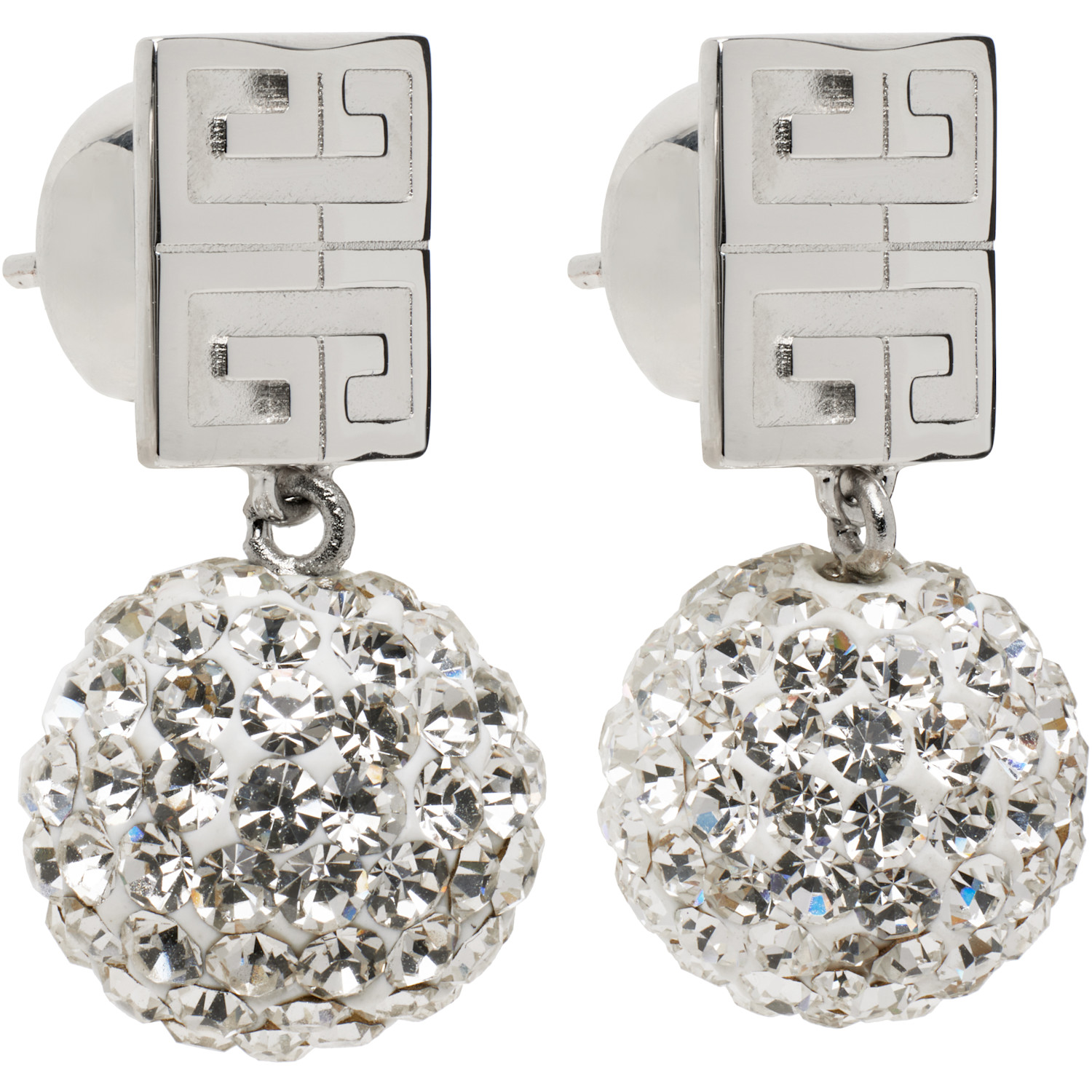  Givenchy Silver 4g Metal & Crystal Earrings 