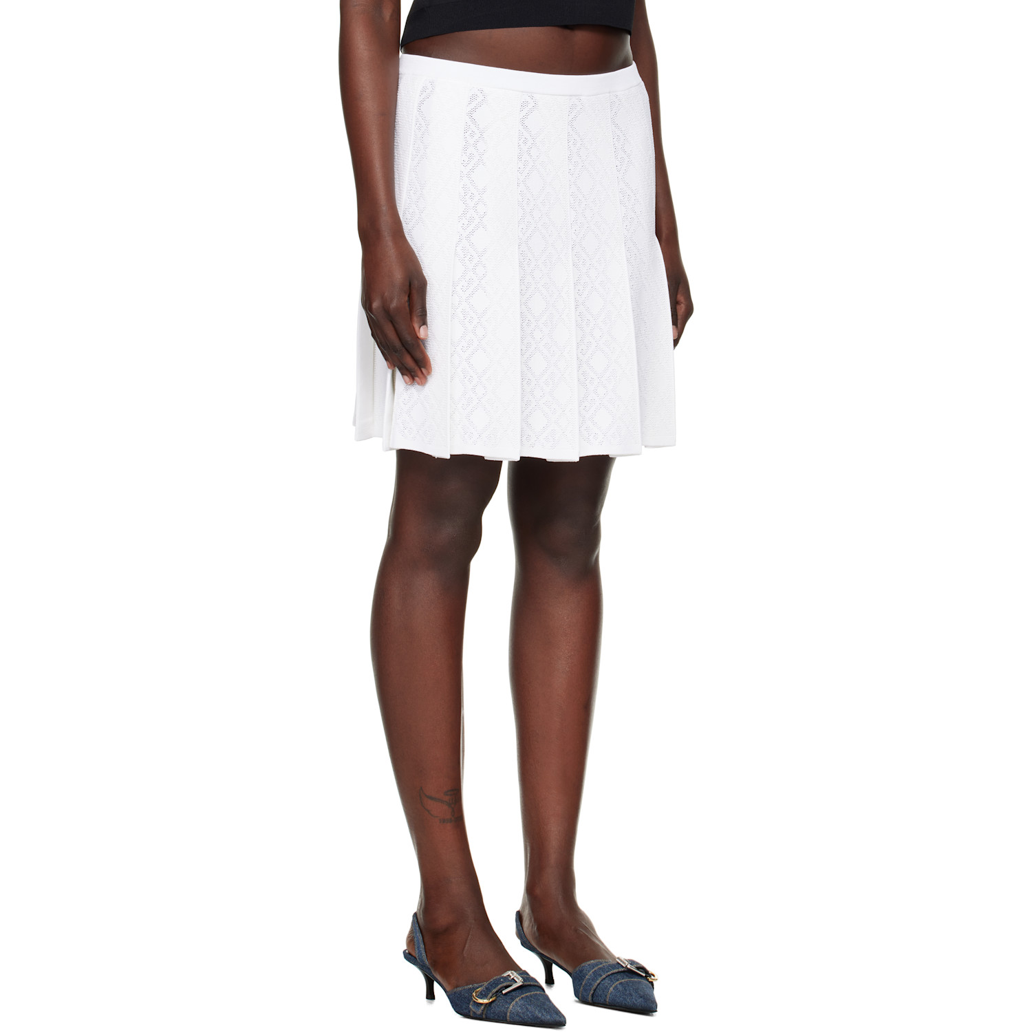  Givenchy White Pleated Monogram 72 Jacquard Miniskirt 