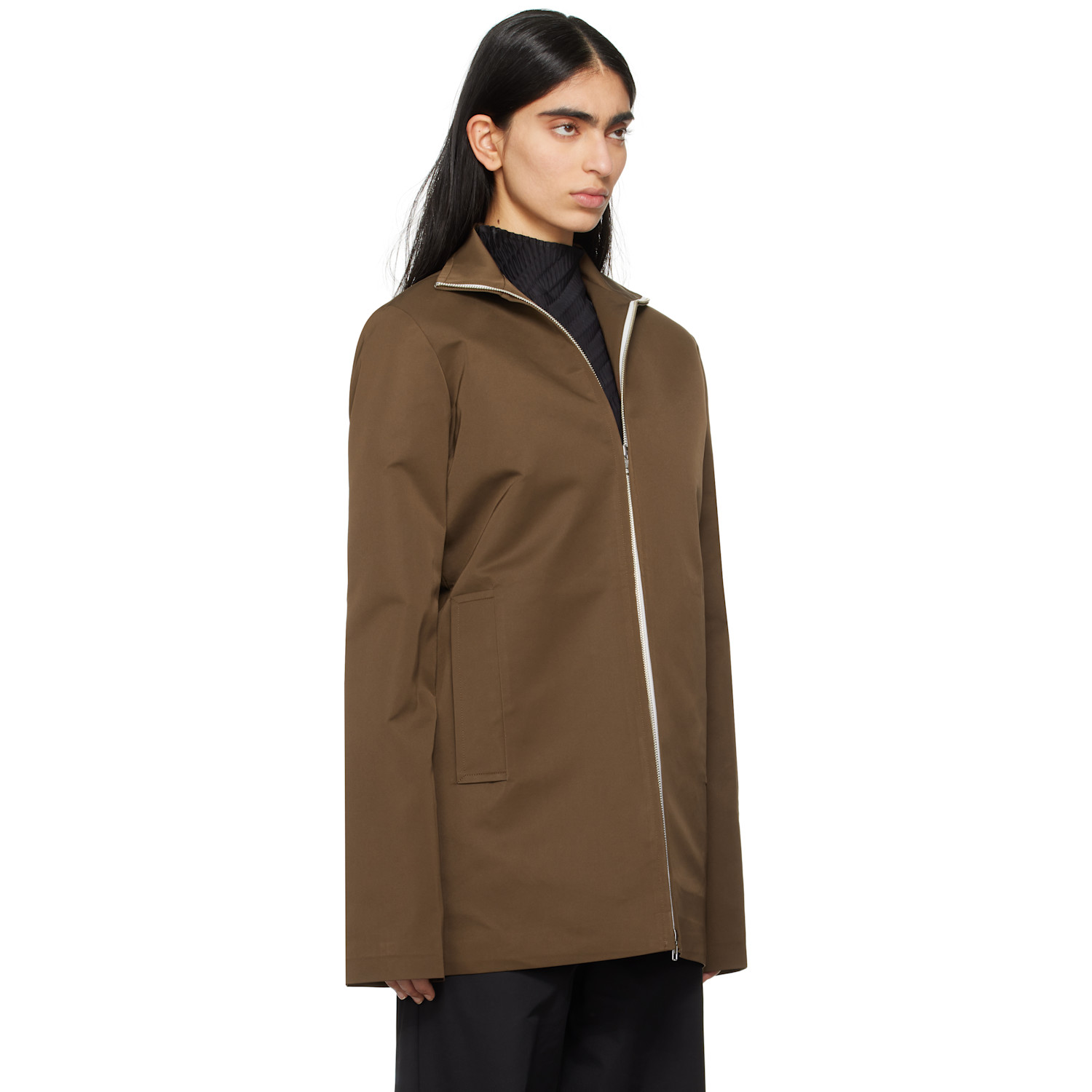  Lii Ssense Exclusive Brown Slim High Neck Jacket 