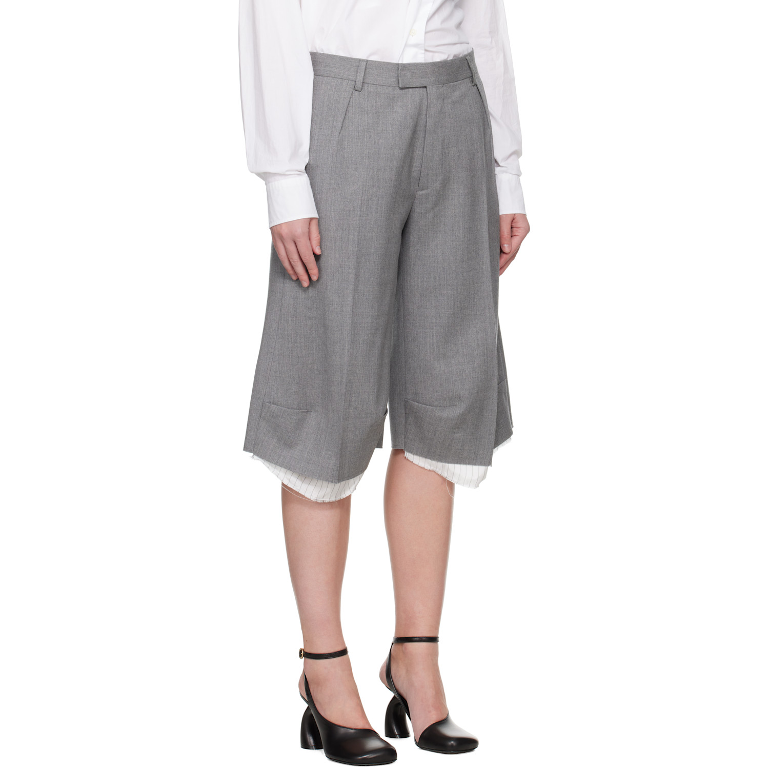  Alainpaul Gray Knee Tailored Shorts 