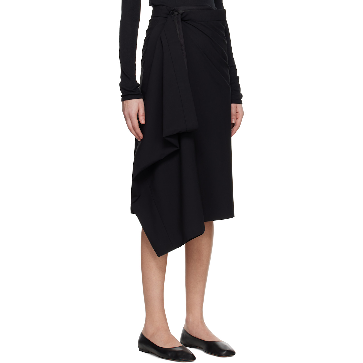  Alainpaul Black Extended Tailored Midi Skirt 
