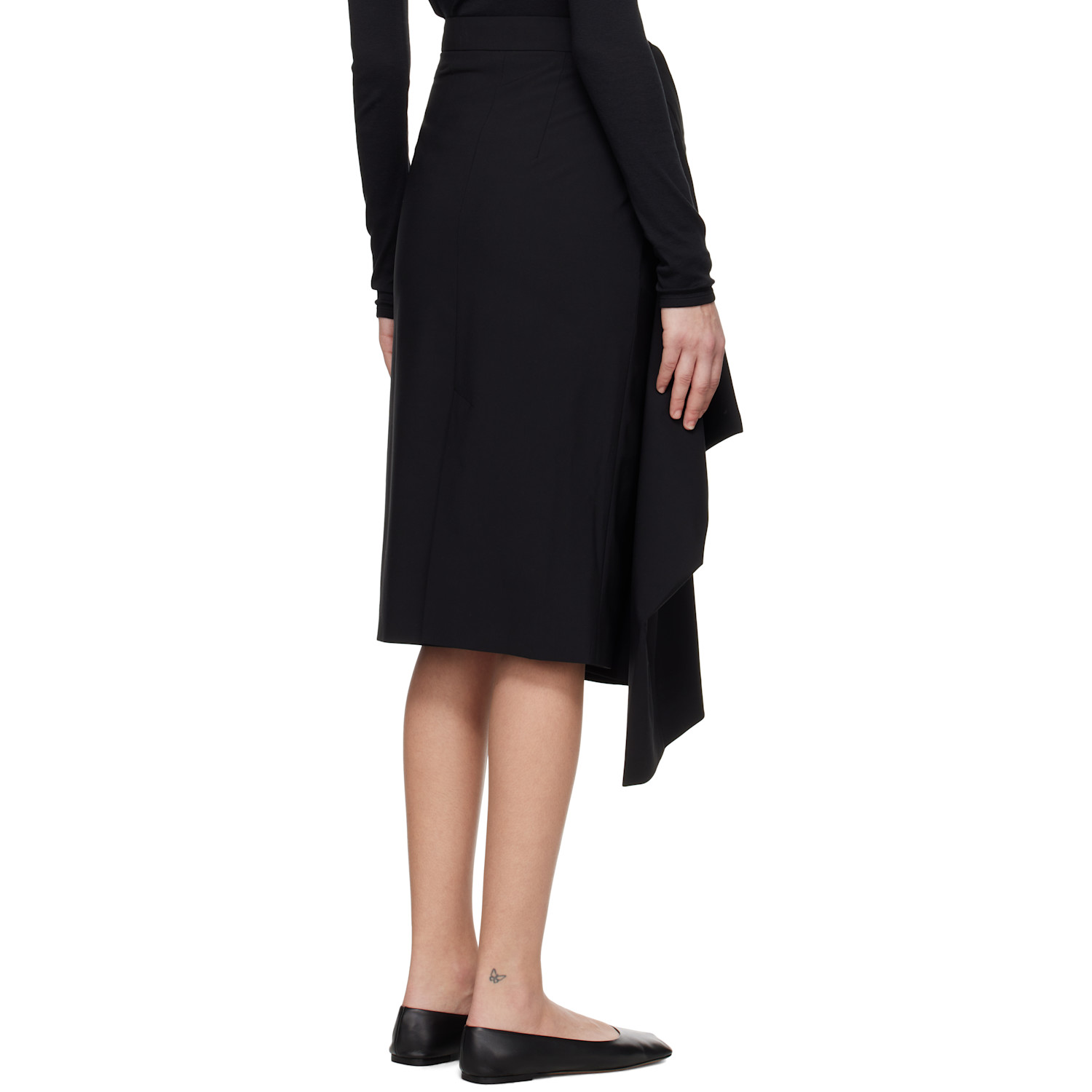  Alainpaul Black Extended Tailored Midi Skirt 