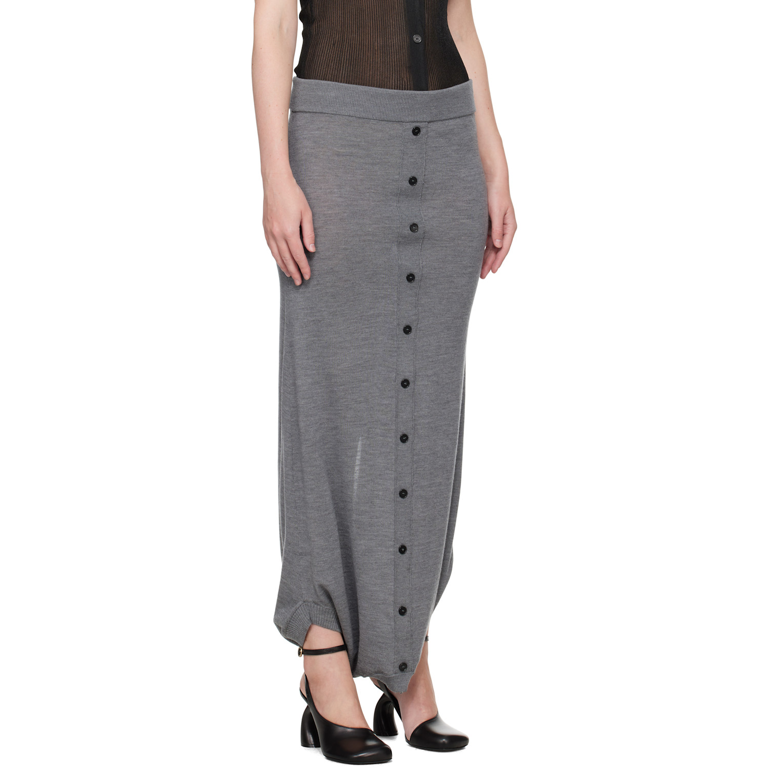  Alainpaul Gray Knit Fuseau Maxi Skirt 