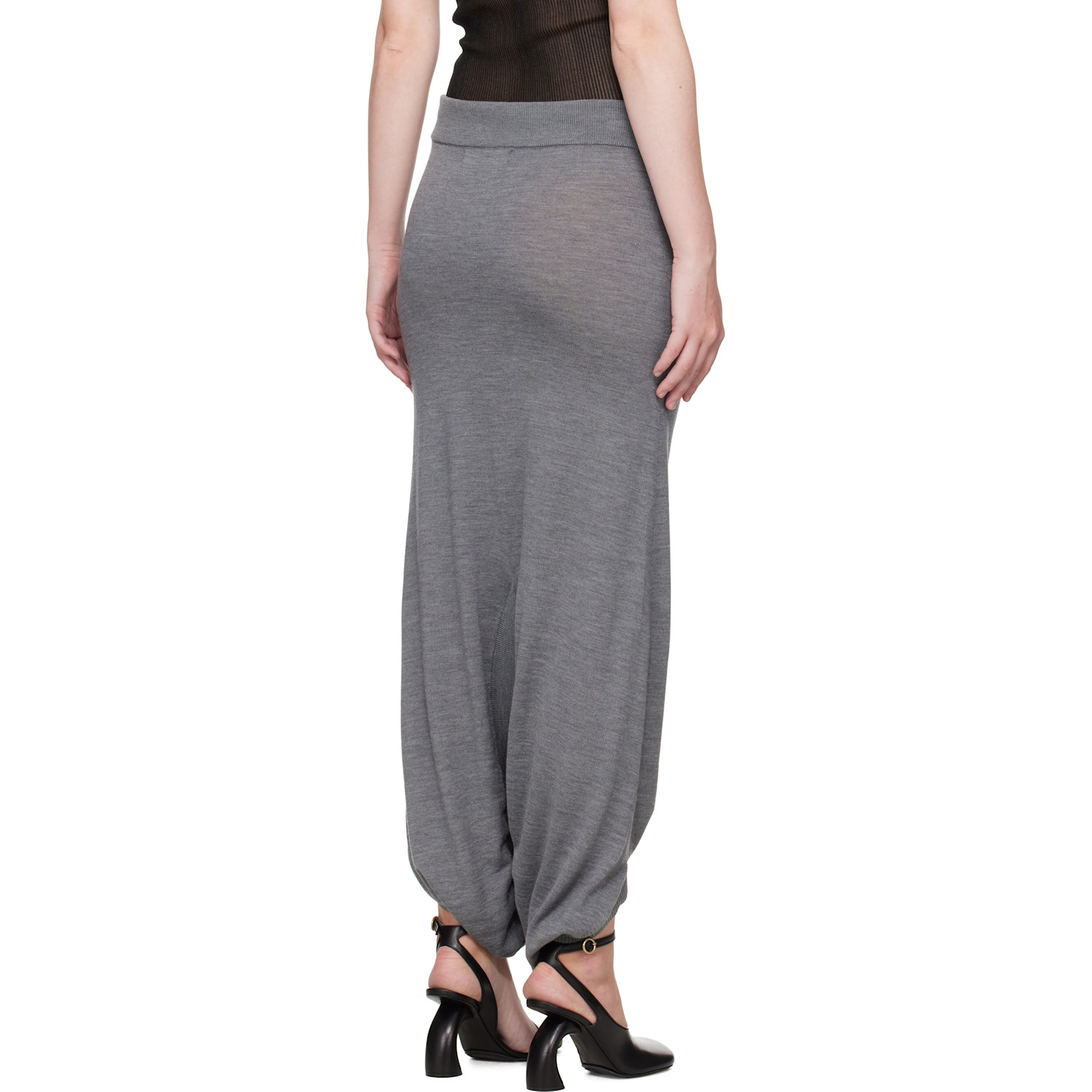  Alainpaul Gray Knit Fuseau Maxi Skirt 