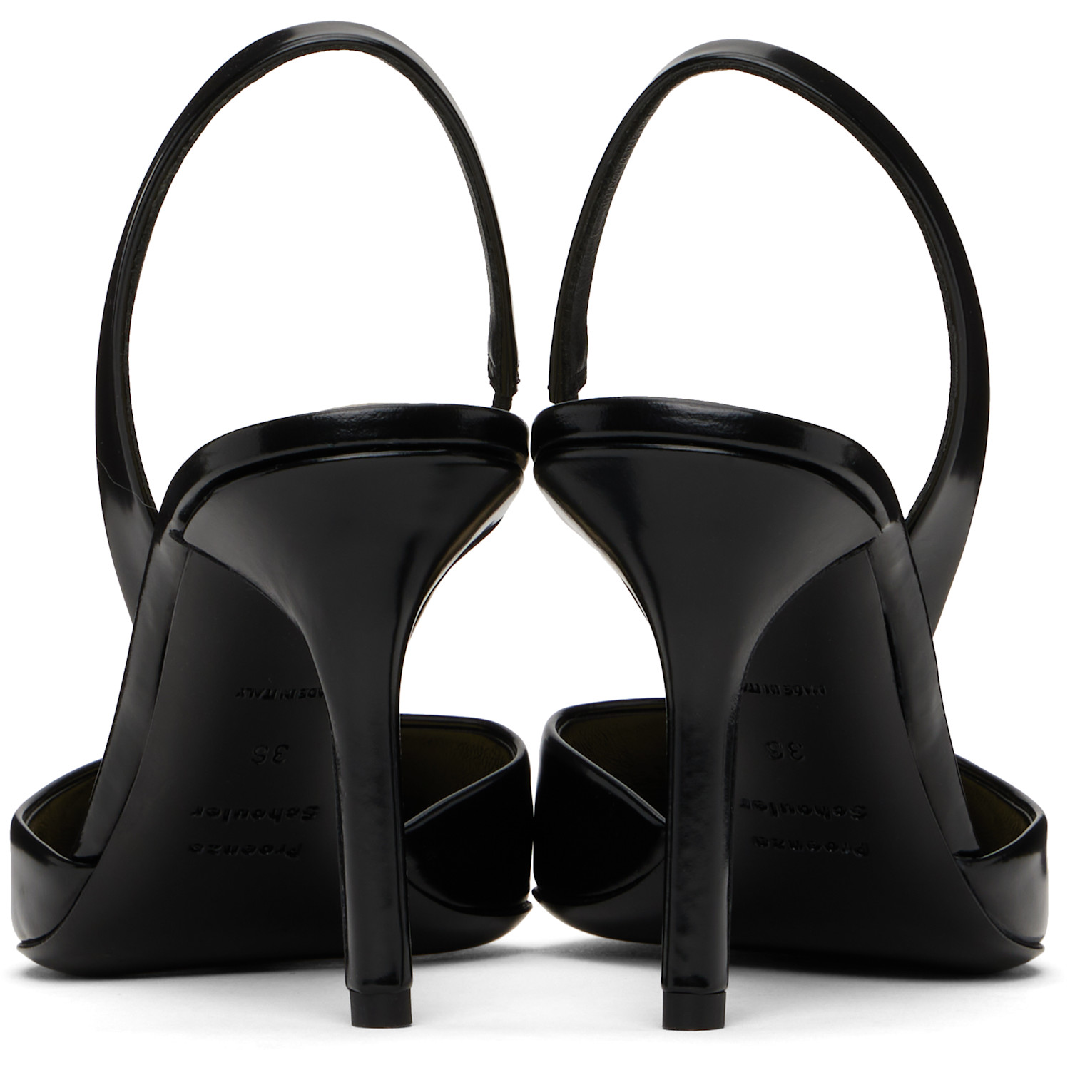  Proenza Schouler Black Slash Slingback Heels 