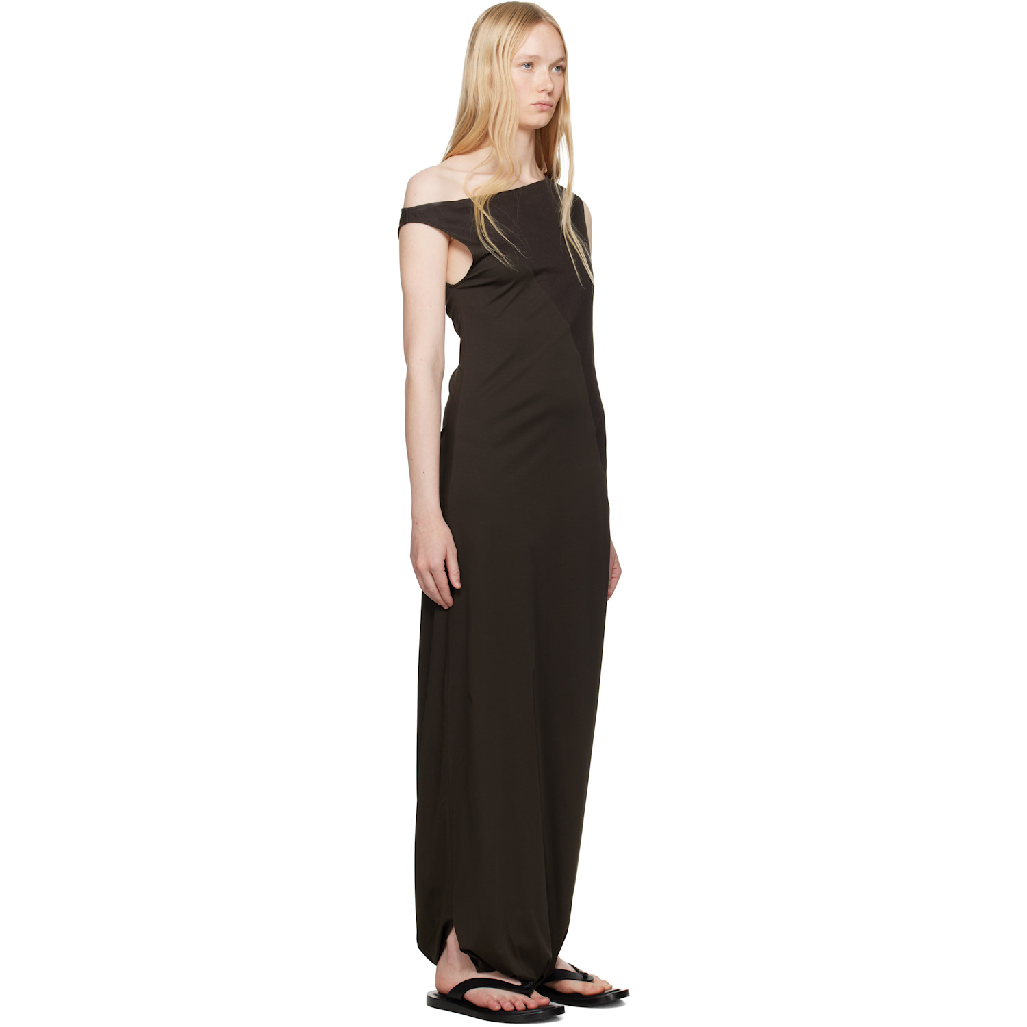 Ruohan Brown Twist Maxi Dress 
