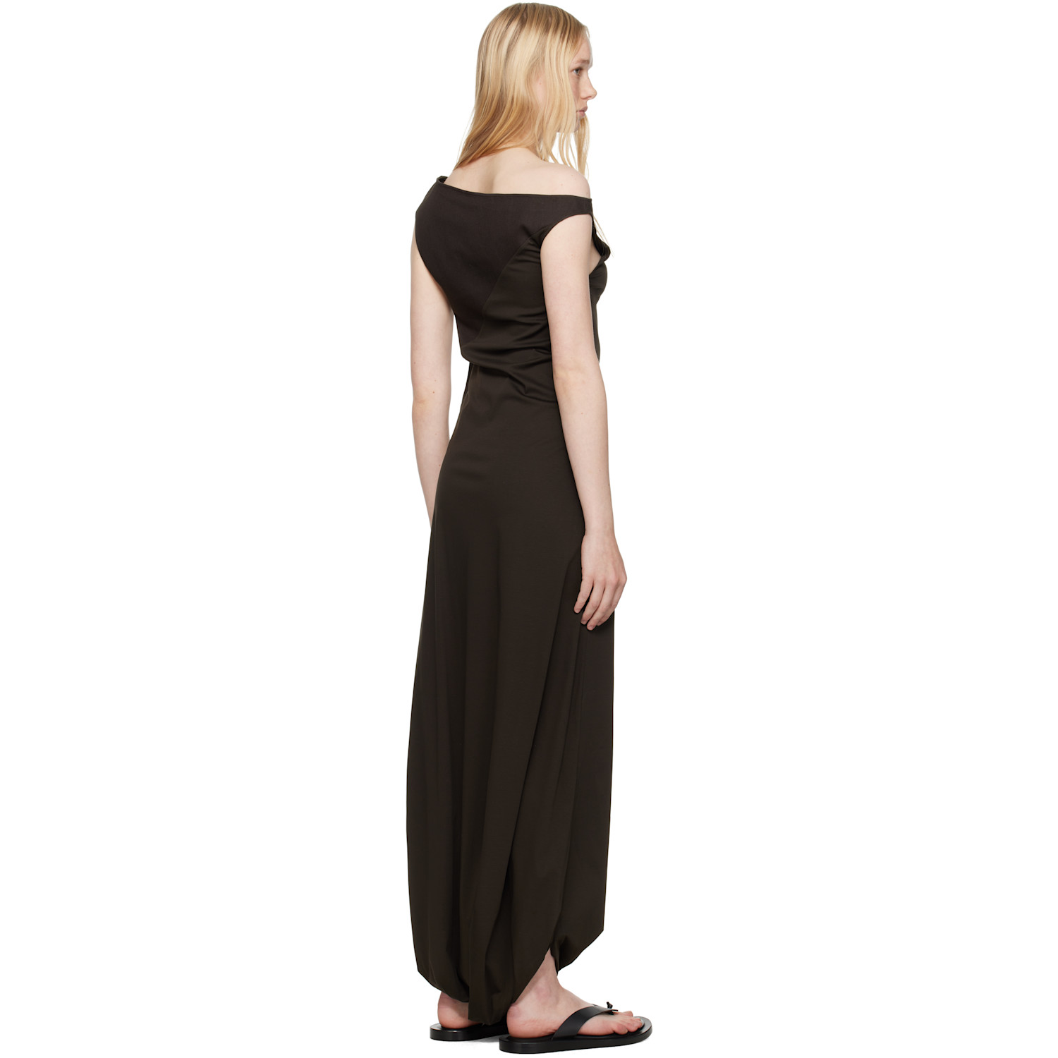  Ruohan Brown Twist Maxi Dress 