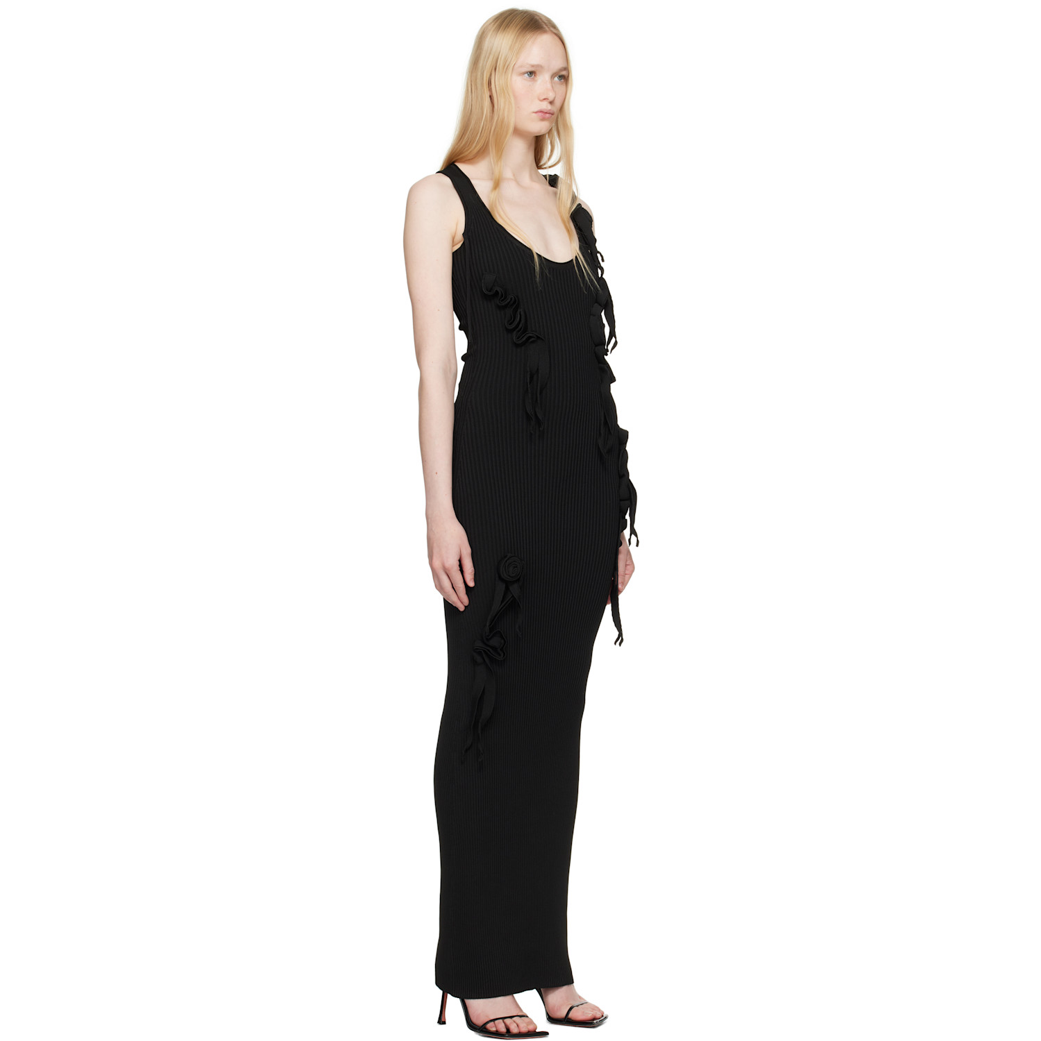  Coperni Black Knitted Ribbon Long Tank Maxi Dress 