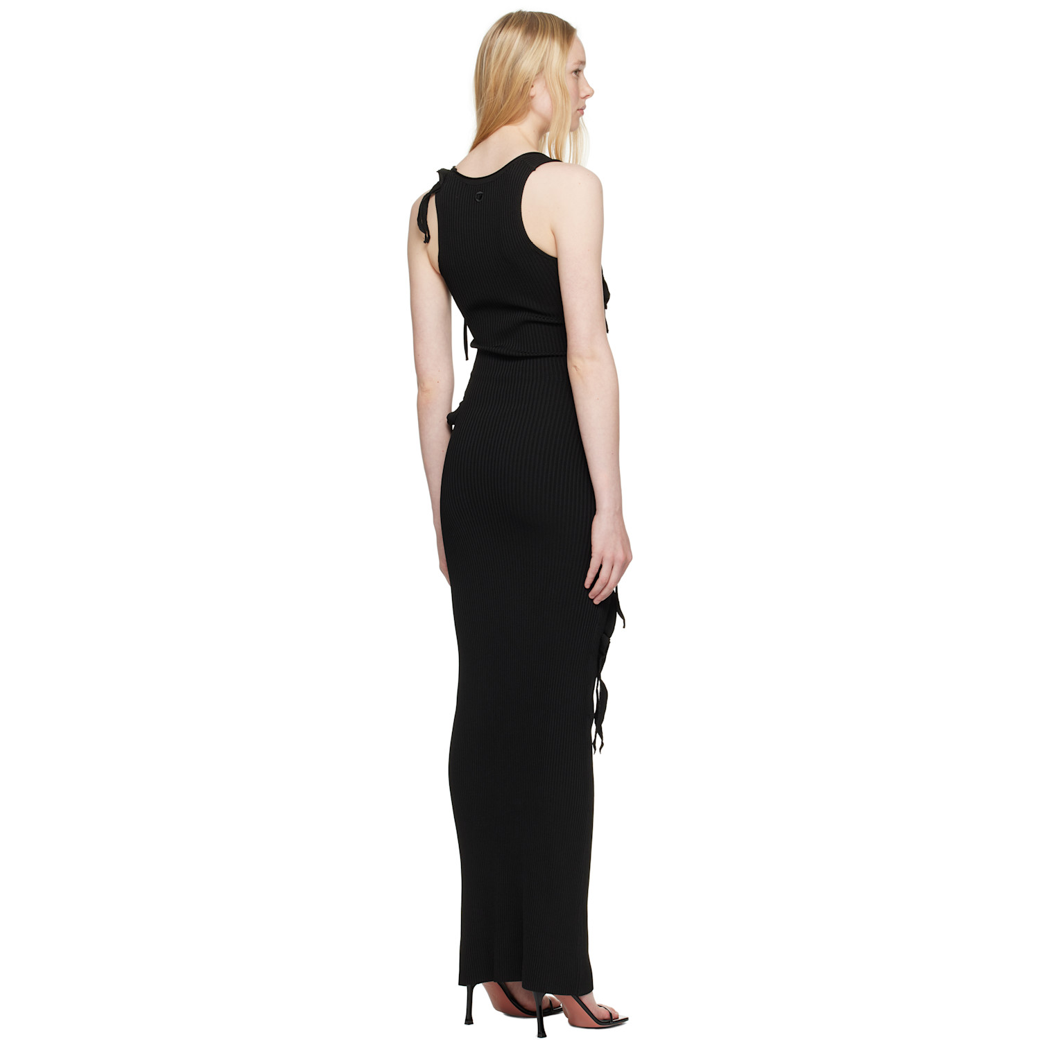  Coperni Black Knitted Ribbon Long Tank Maxi Dress 