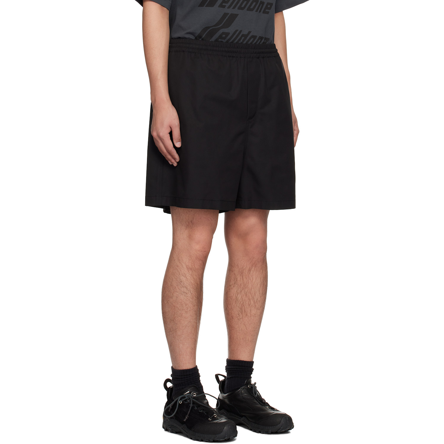  We11done Black Track Shorts 