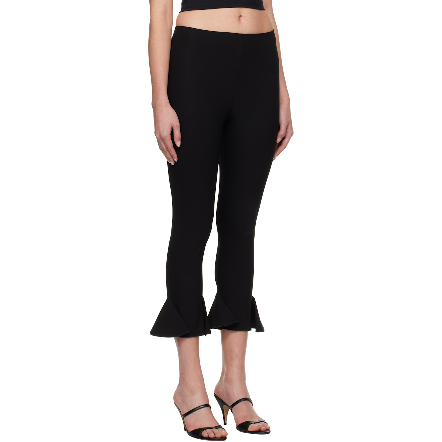  Nensi Dojaka Black Cropped Flared Trousers 