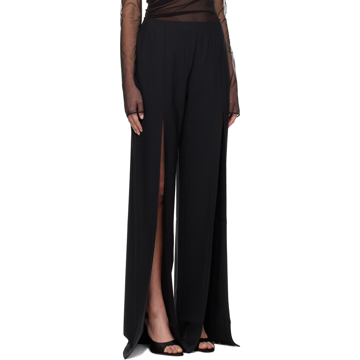  Nensi Dojaka Black Luna Tailored Slit Trousers 