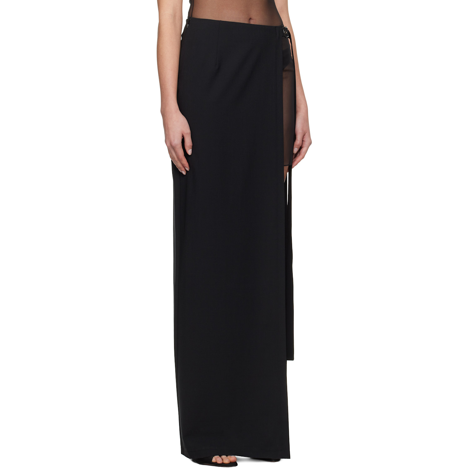  Nensi Dojaka Black High Split & Ooo Buckle Maxi Skirt 