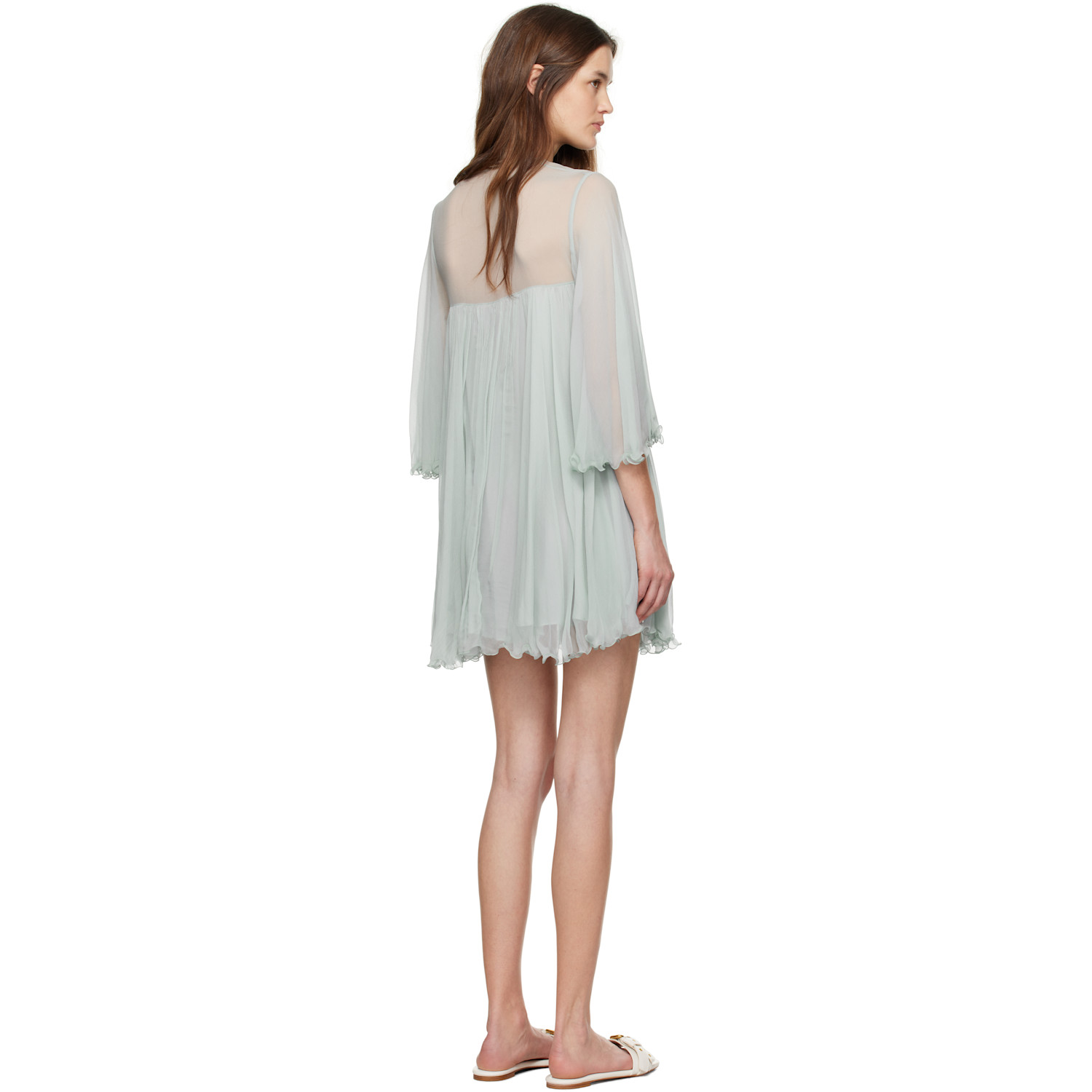  Chloé Gray Pleated Minidress 