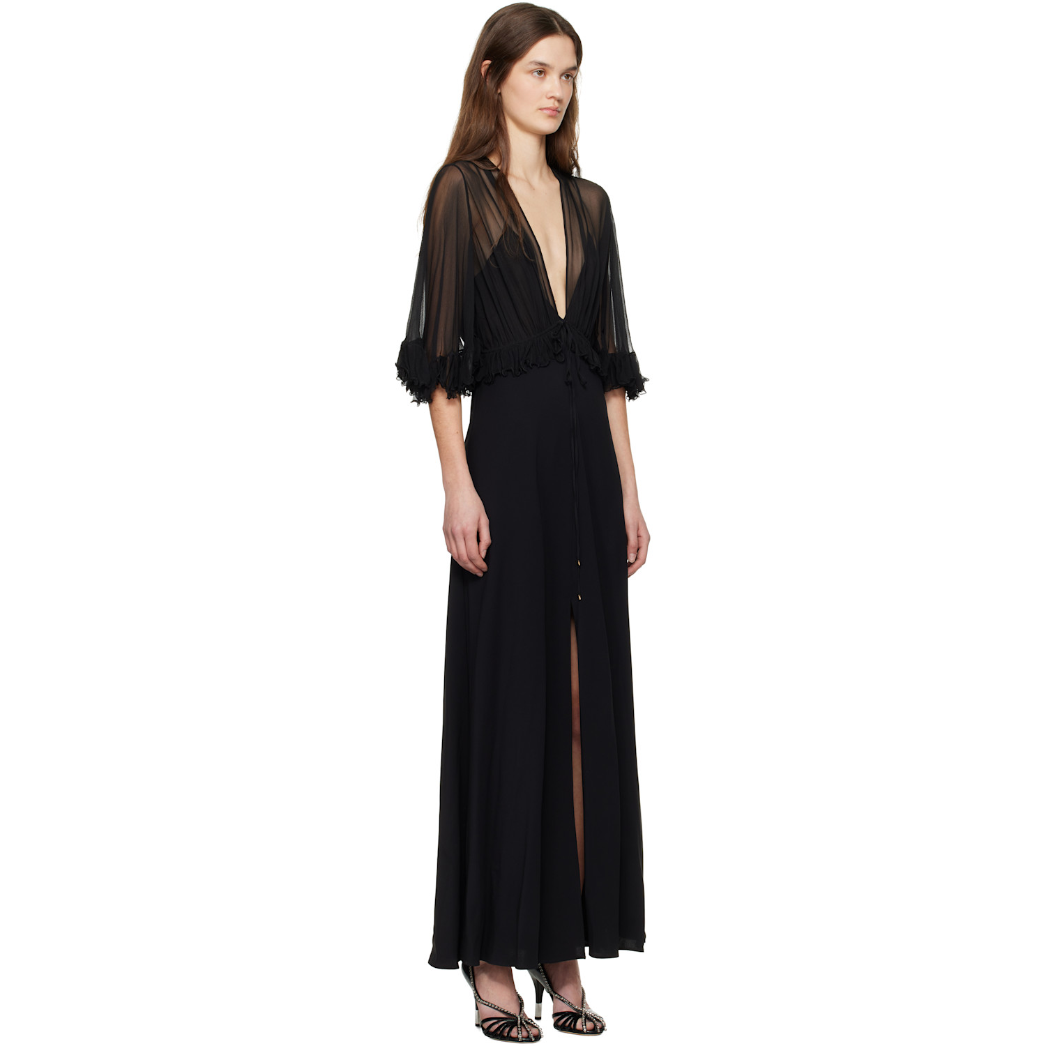  Chloé Black V-neck Maxi Dress 