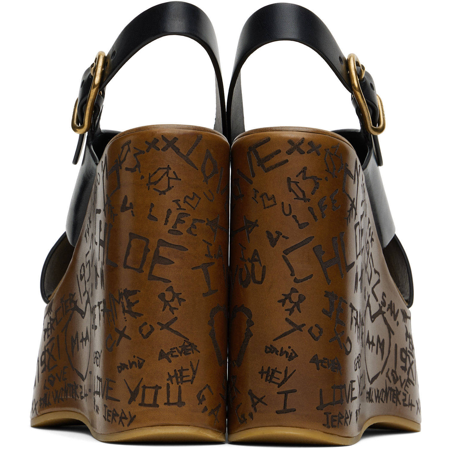  Chloé Black Maxime Wedge Sandals 
