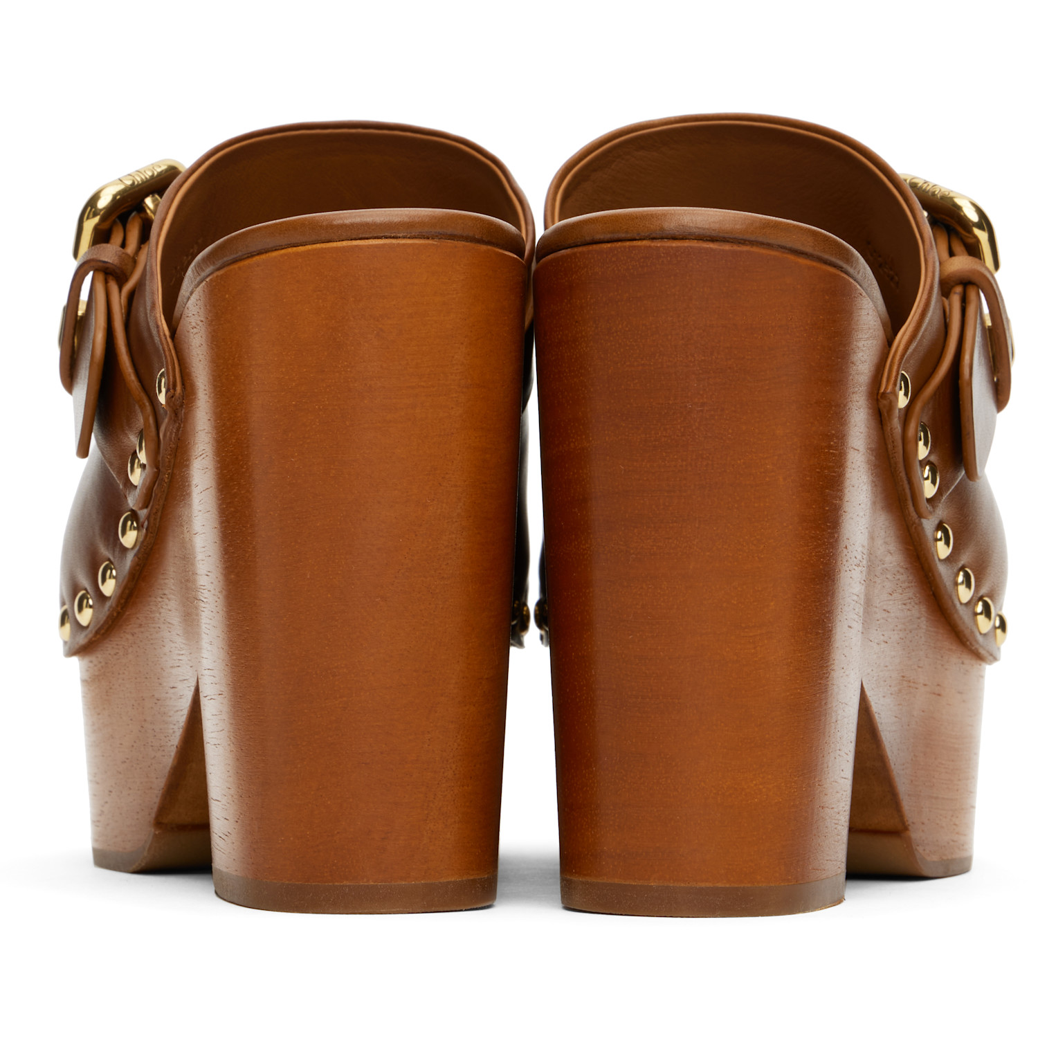  Chloé Brown Jeanette Wedge Mules 