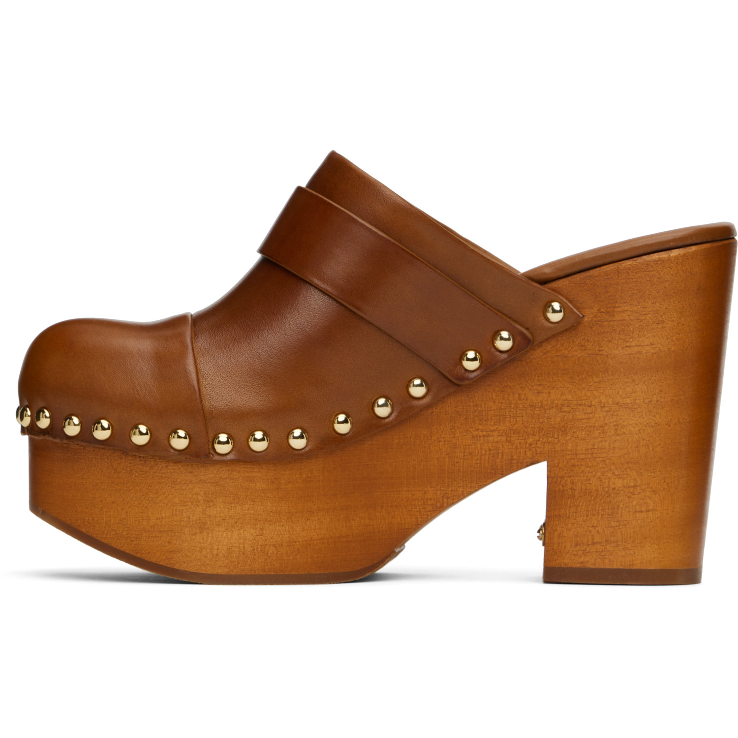  Chloé Brown Jeanette Wedge Mules 