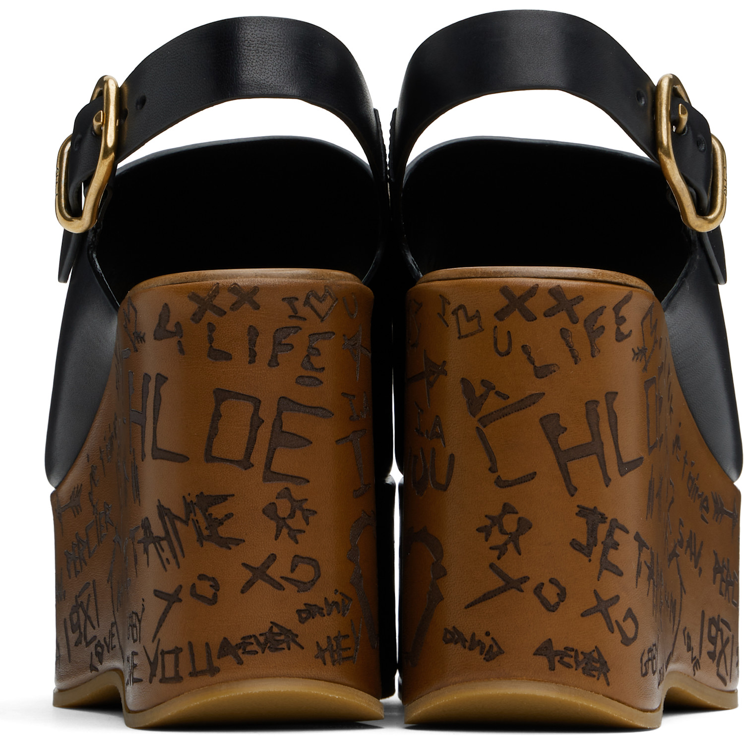  Chloé Black Maxime Wedge Sandals 