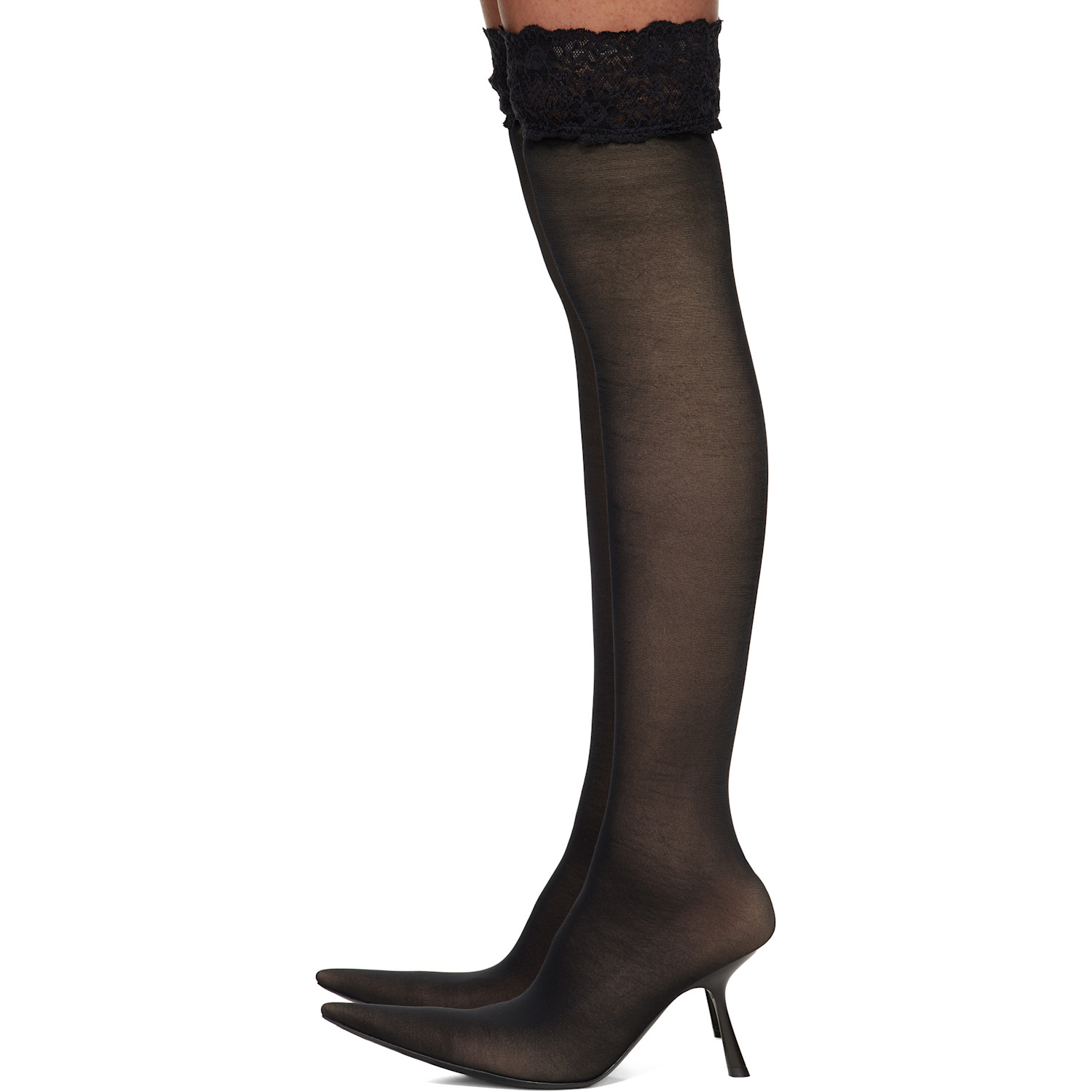  Balenciaga Black Stocking Heeled Tall Boot 