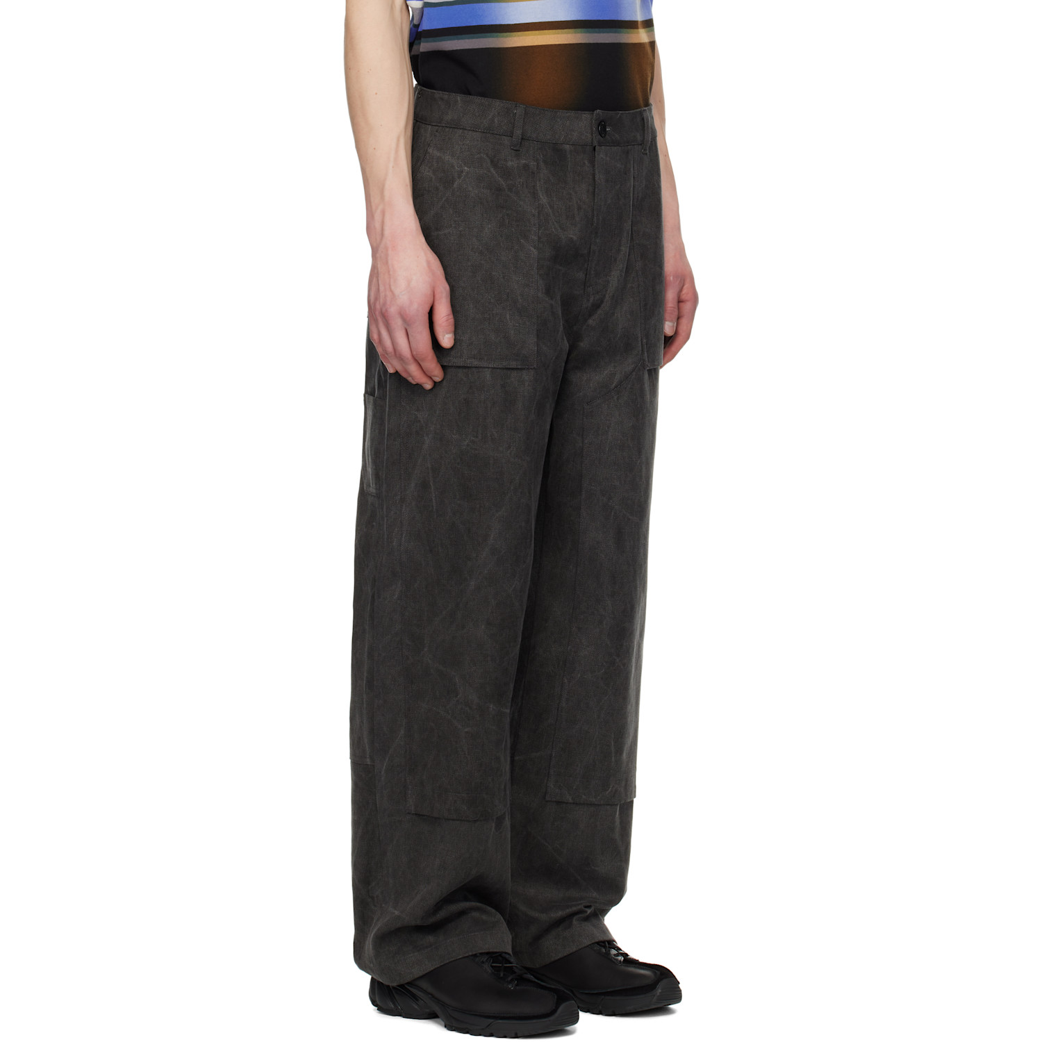  Juun.j Gray Washed Cotton Work Trousers 