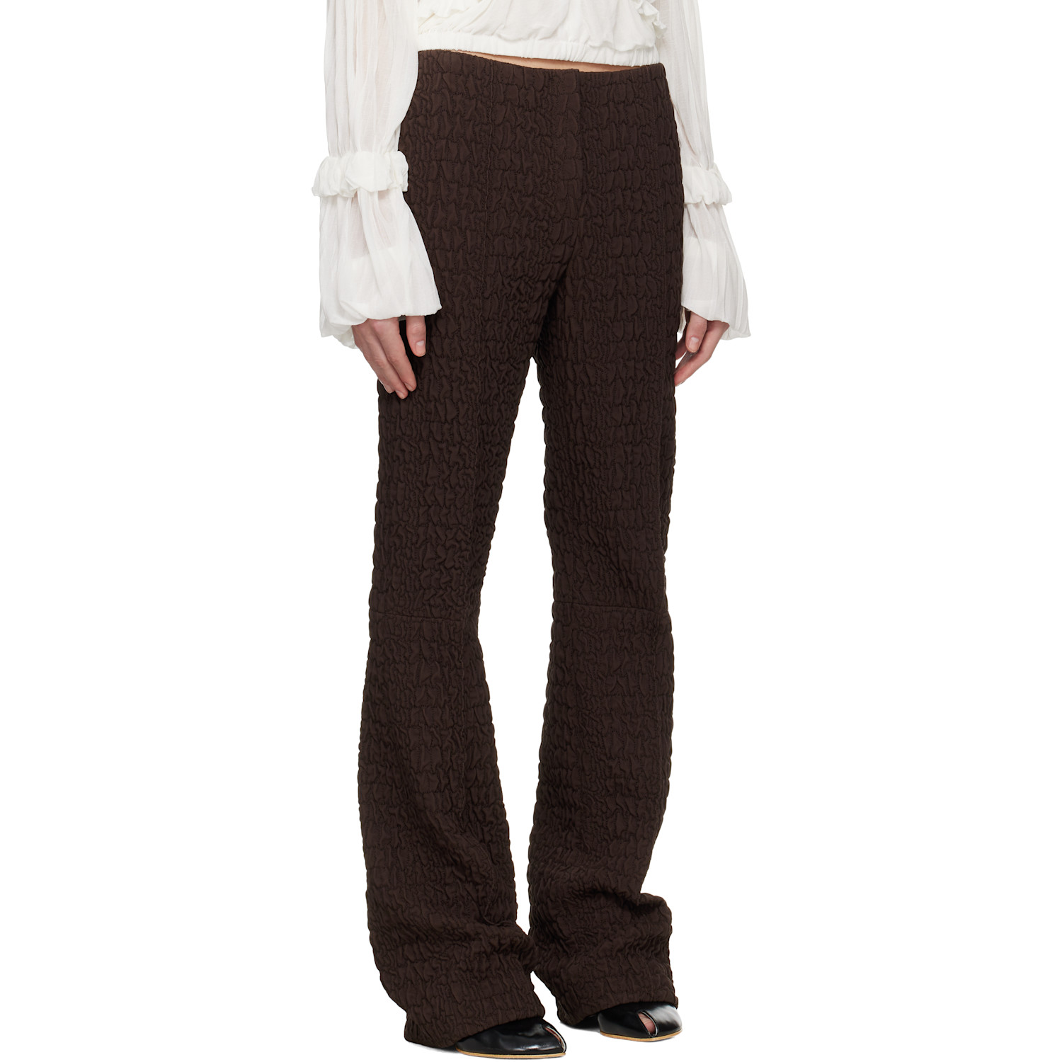  Tory Burch Brown Wool Silk Slim Trousers 