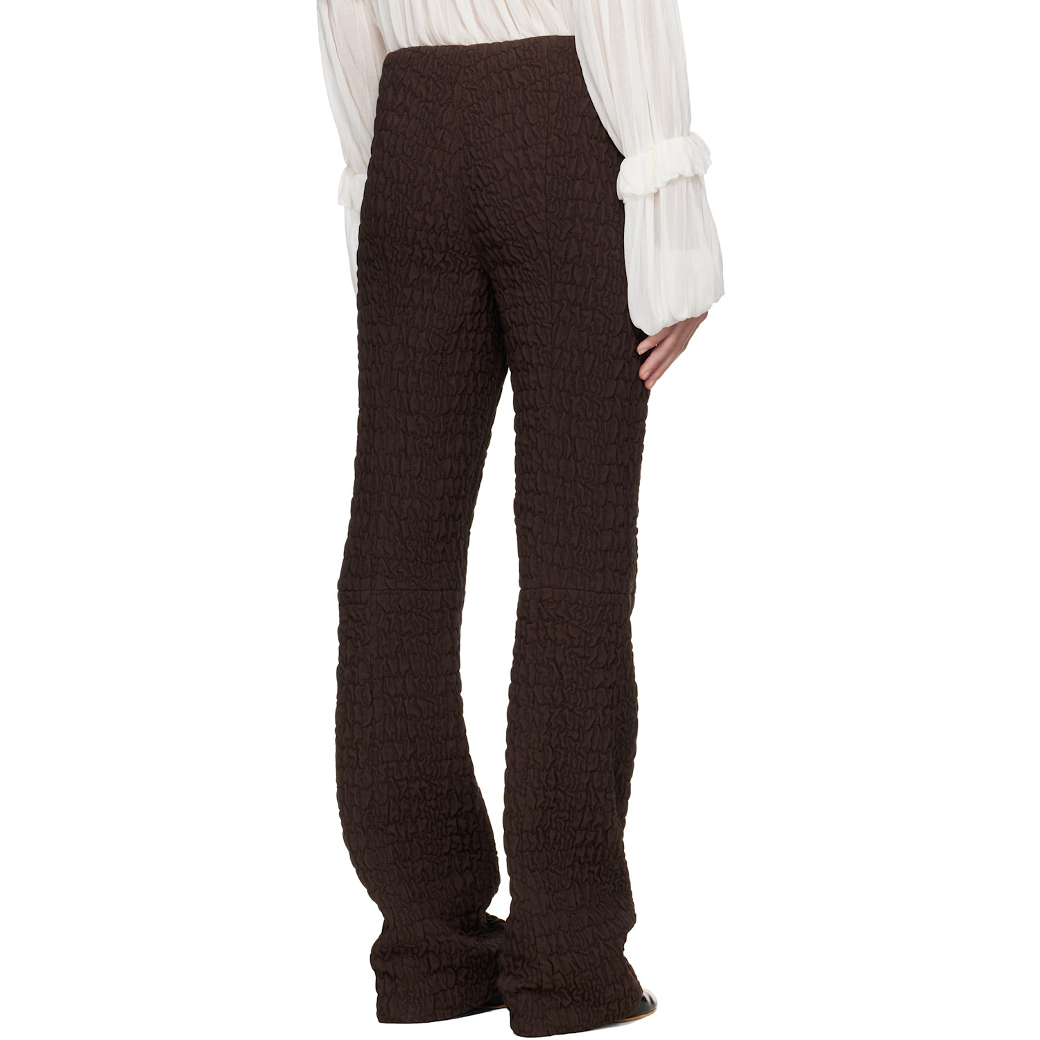  Tory Burch Brown Wool Silk Slim Trousers 