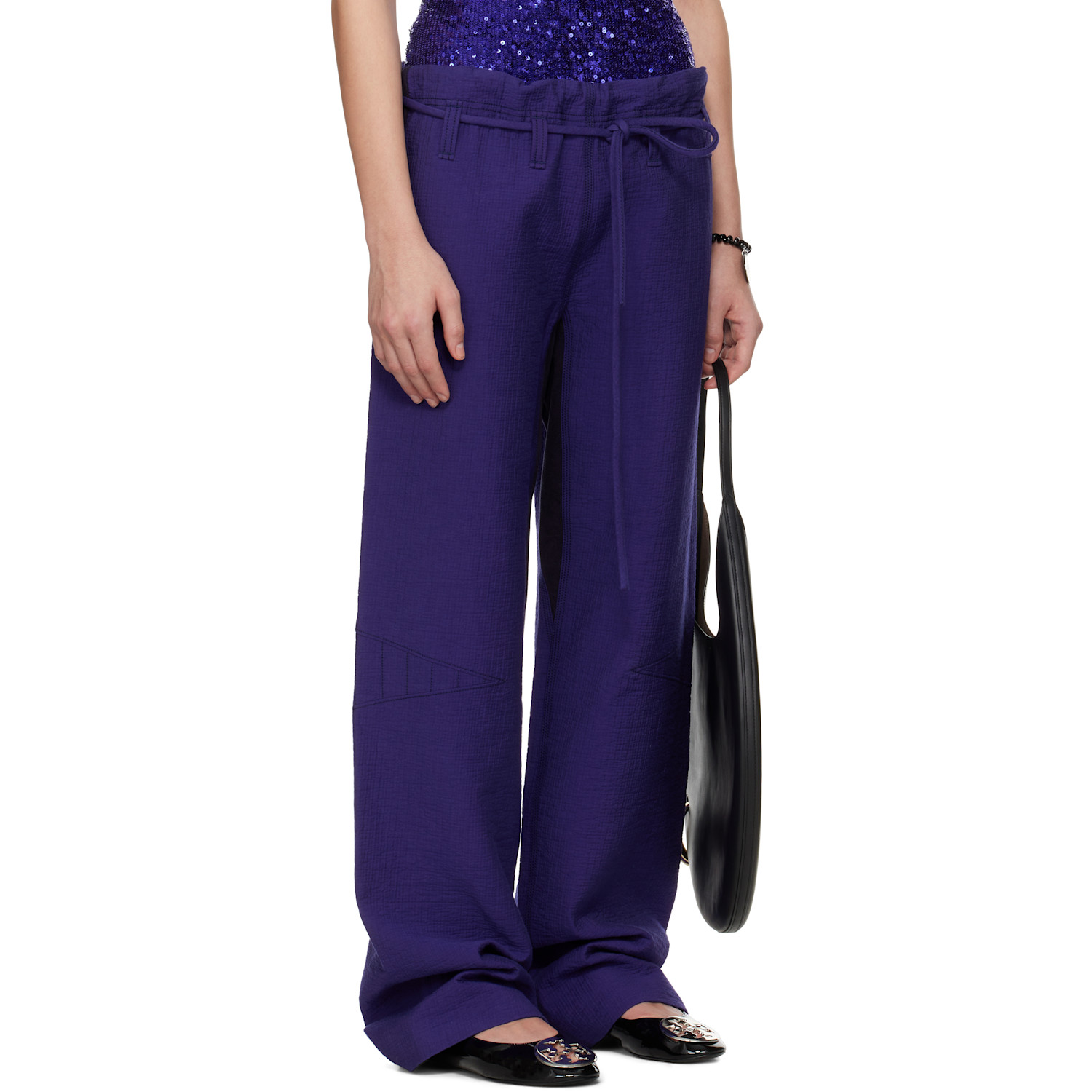  Tory Burch Purple Cotton Baggy Trousers 