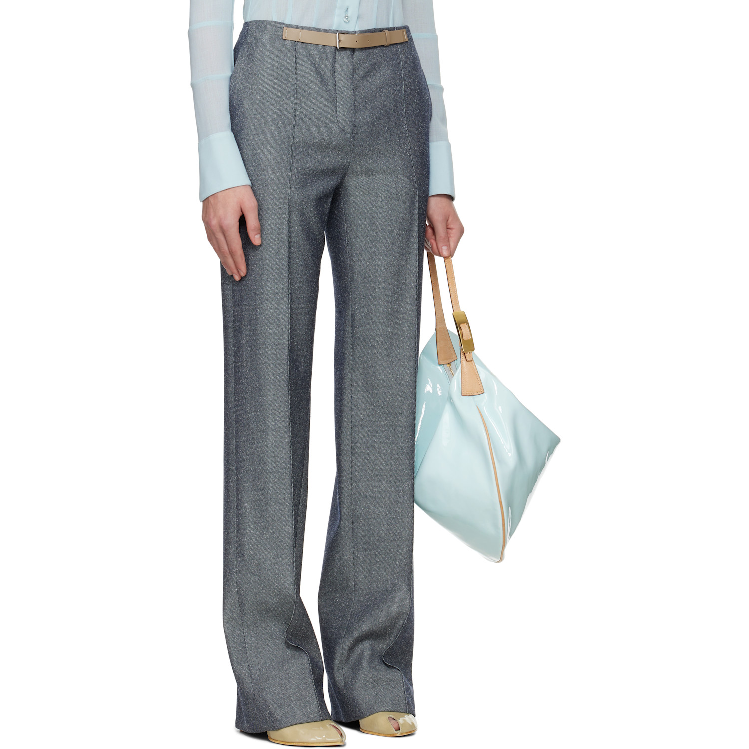  Tory Burch Gray High Waisted Wool Trousers 