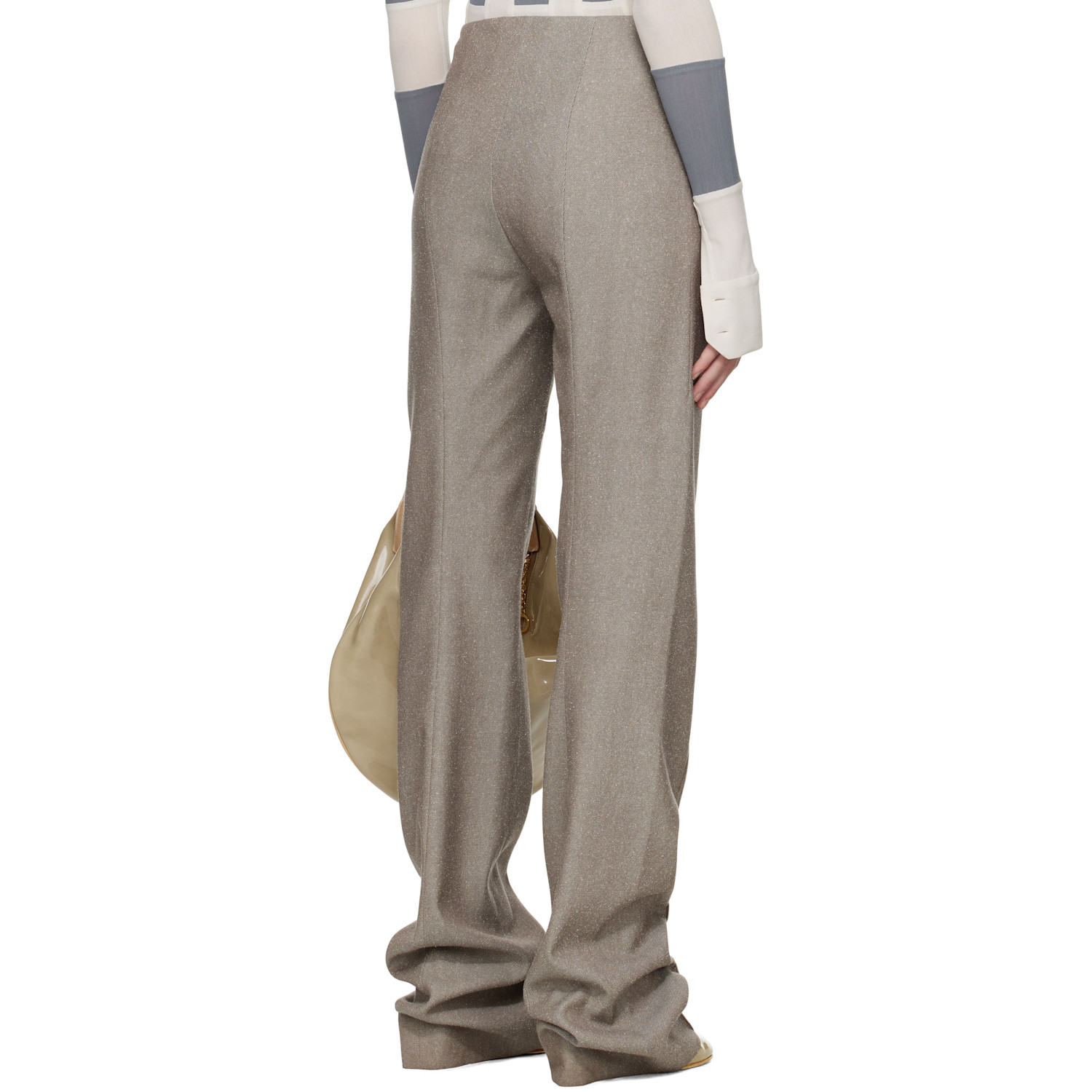  Tory Burch Taupe High Waisted Wool Trousers 