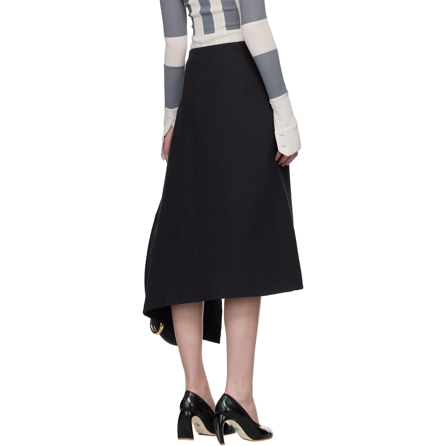 Tory Burch Black Cotton Wrap Midi Skirt 