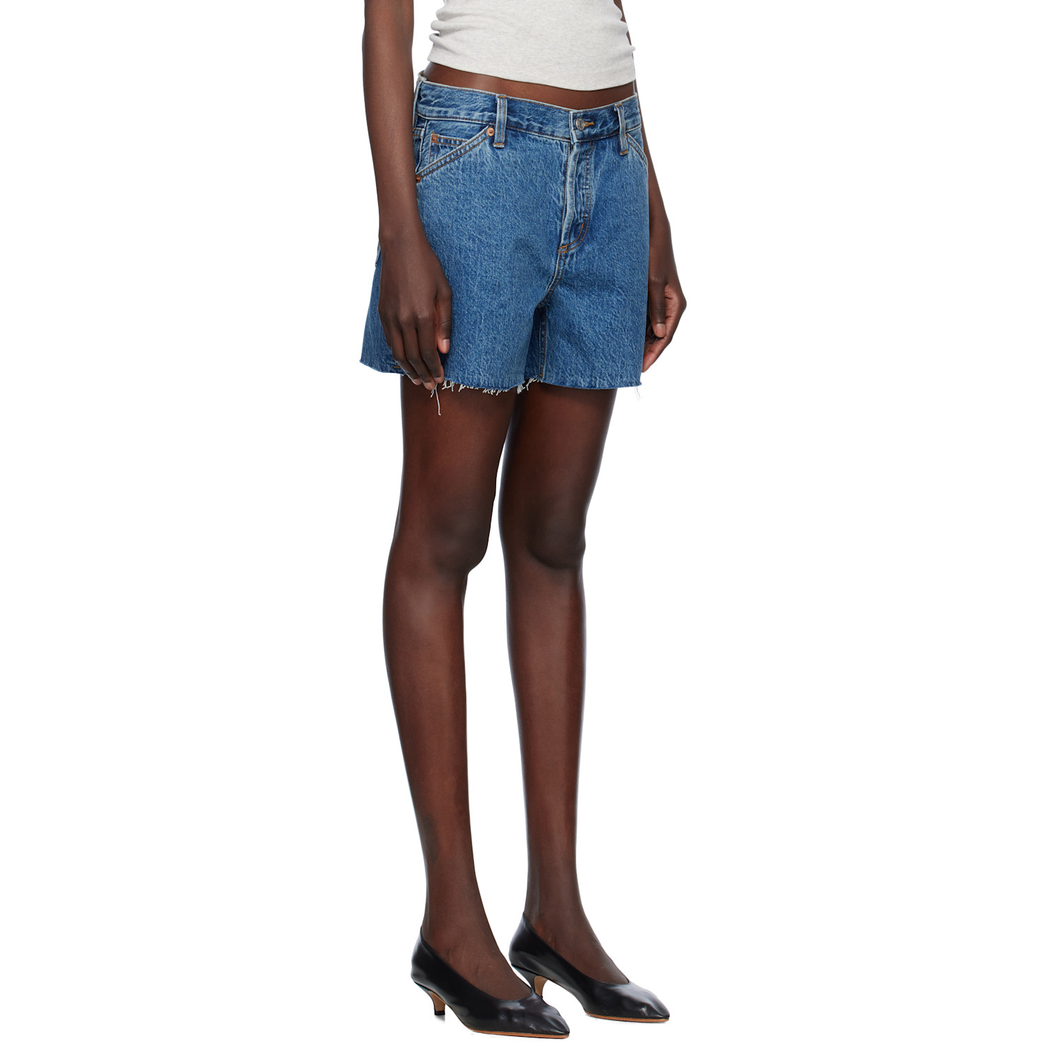  Still Here Blue Cut Off Denim Shorts 