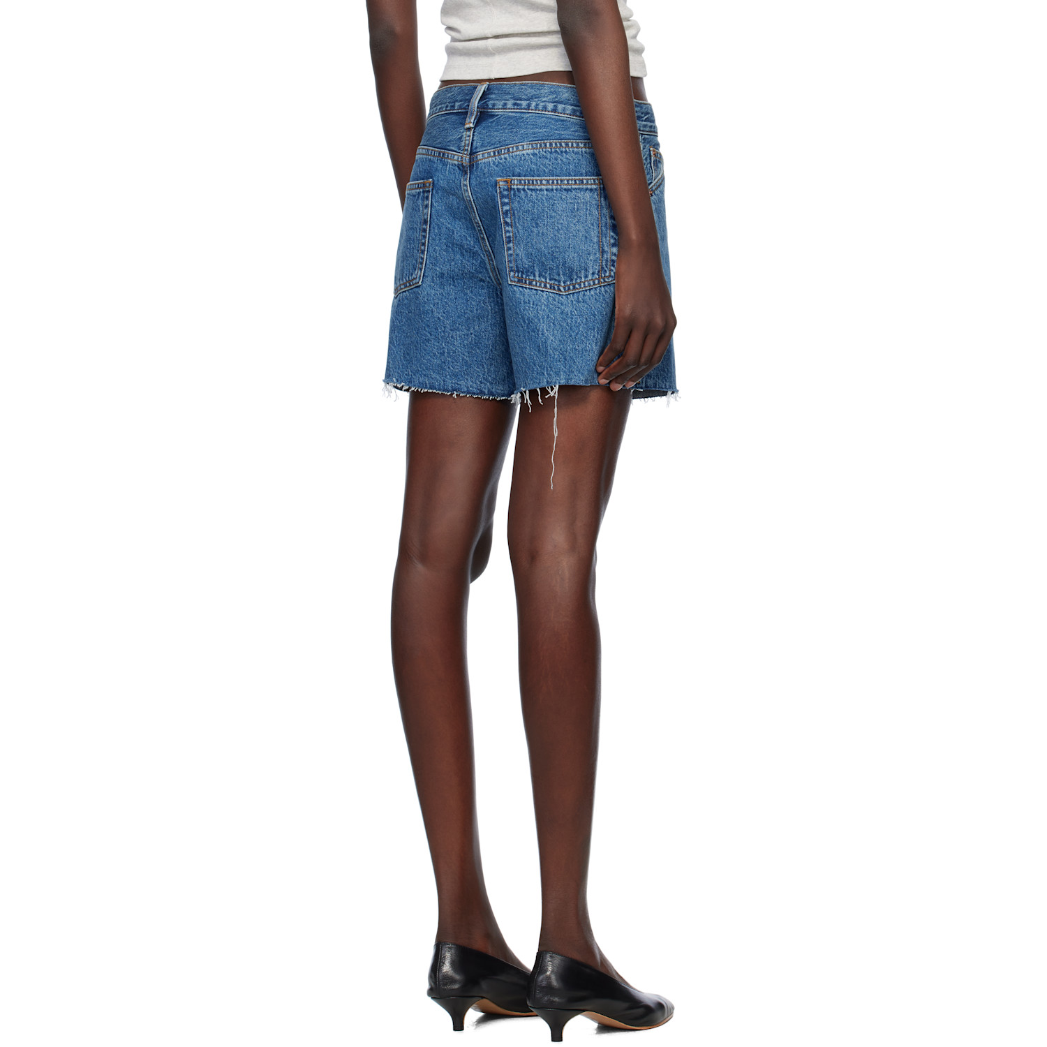  Still Here Blue Cut Off Denim Shorts 