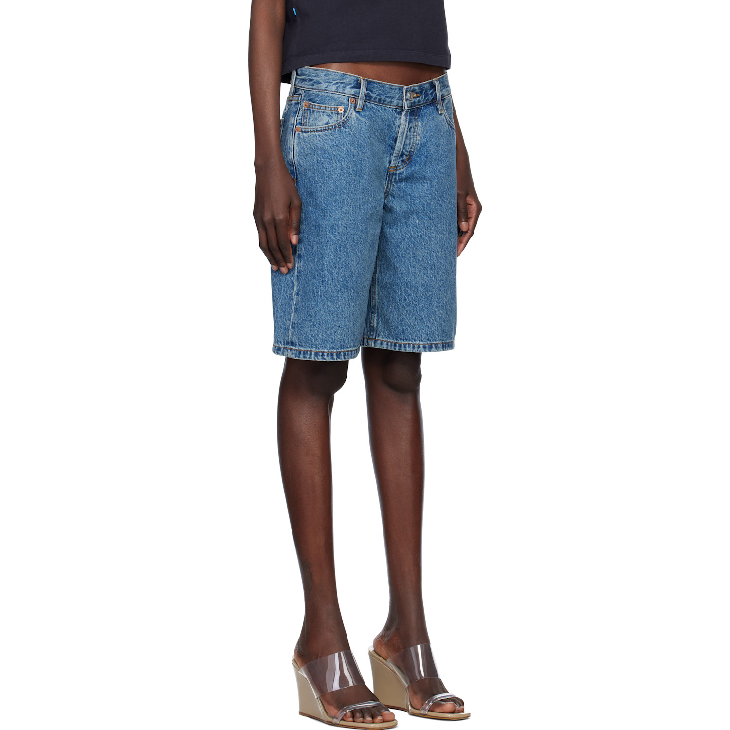  Still Here Blue Stoop Denim Shorts 
