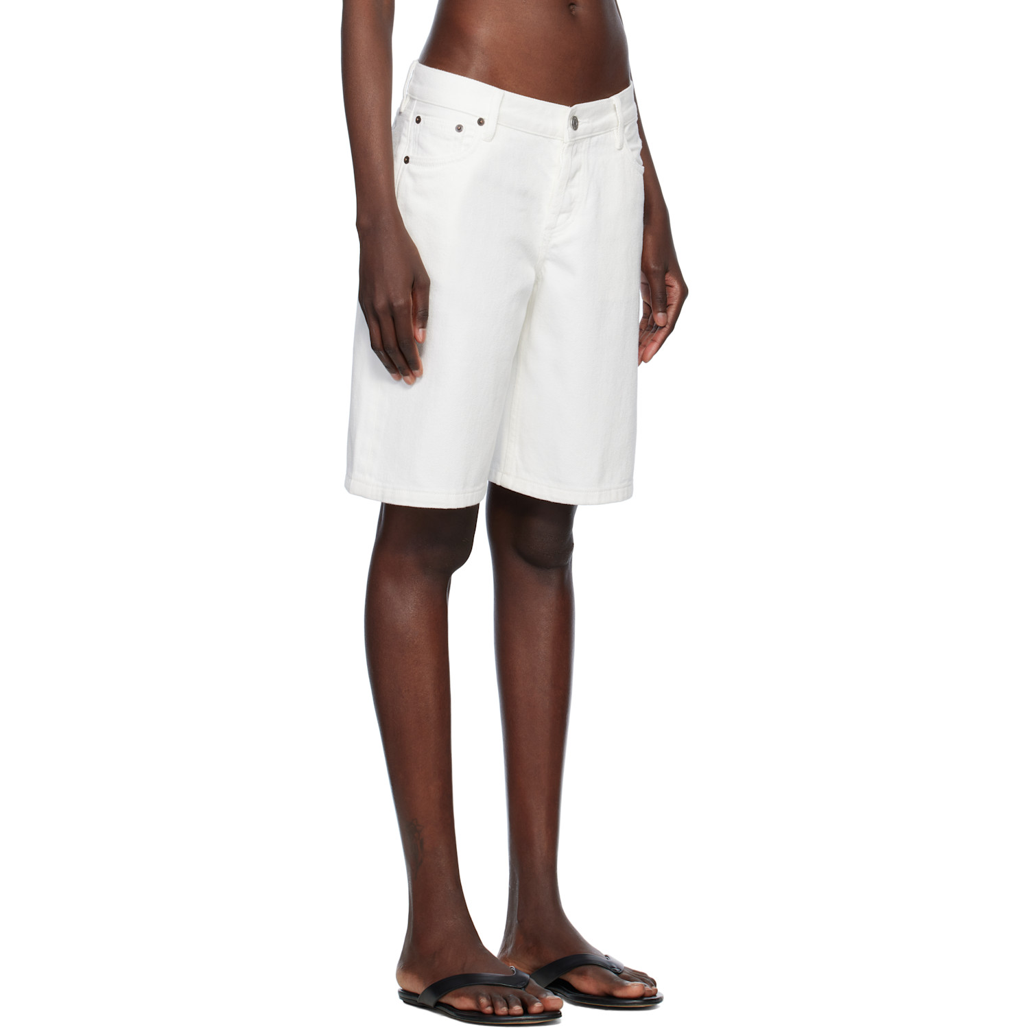  Still Here White Stoop Denim Shorts 