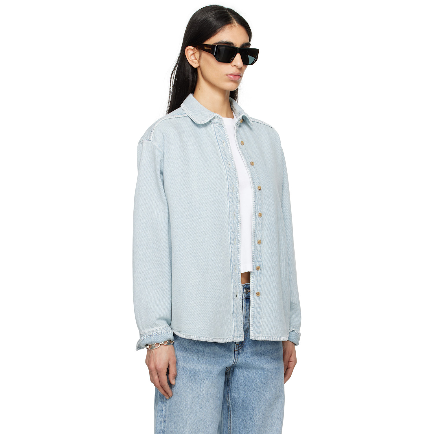  Still Here Blue Western Denim Shirt 