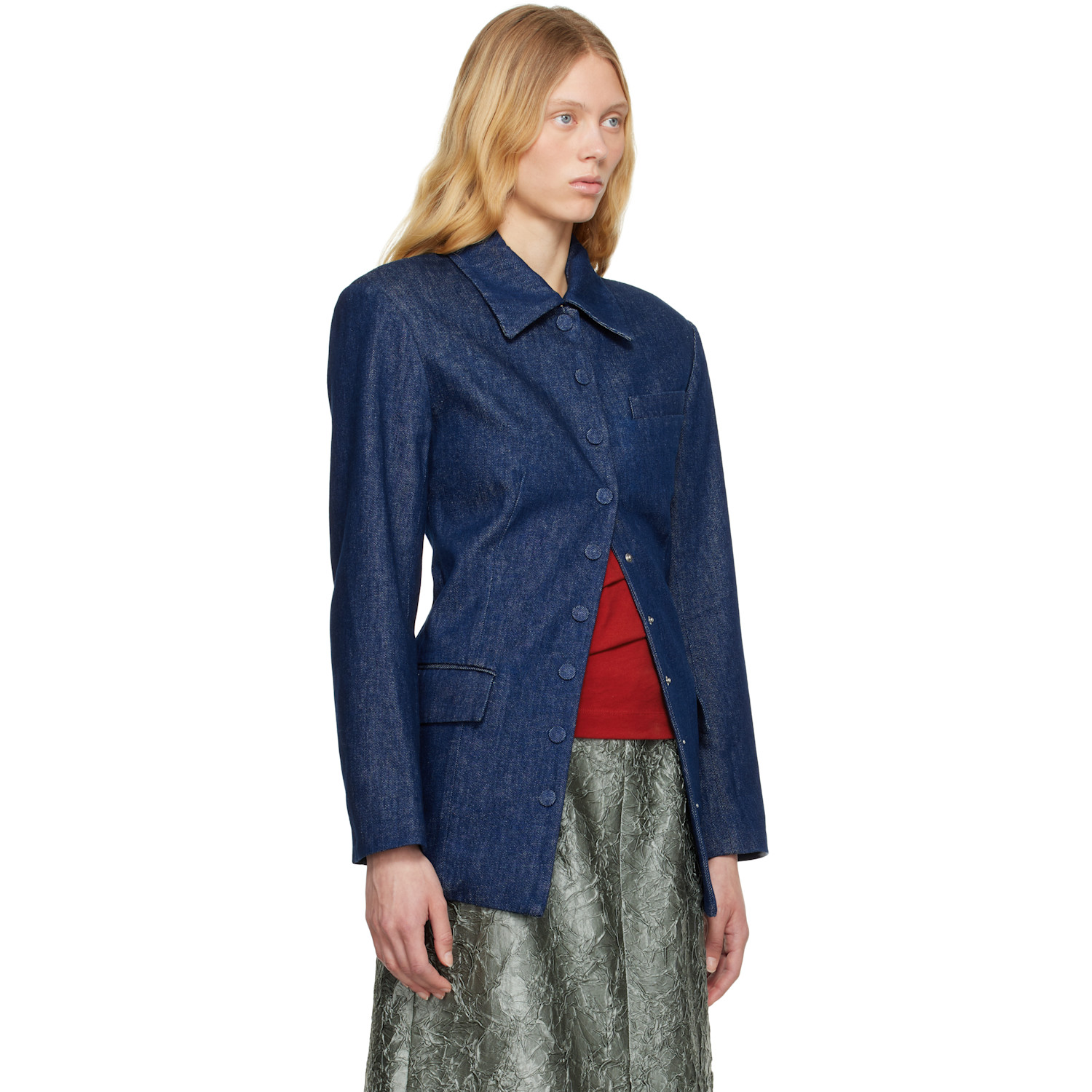  Dries Van Noten Navy Press-stud Denim Jacket 