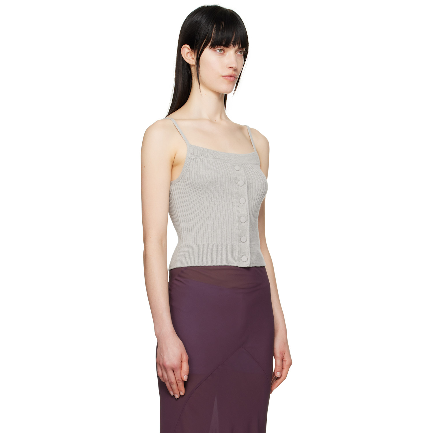  Dries Van Noten Gray Straight Neck Wool Tank Top 