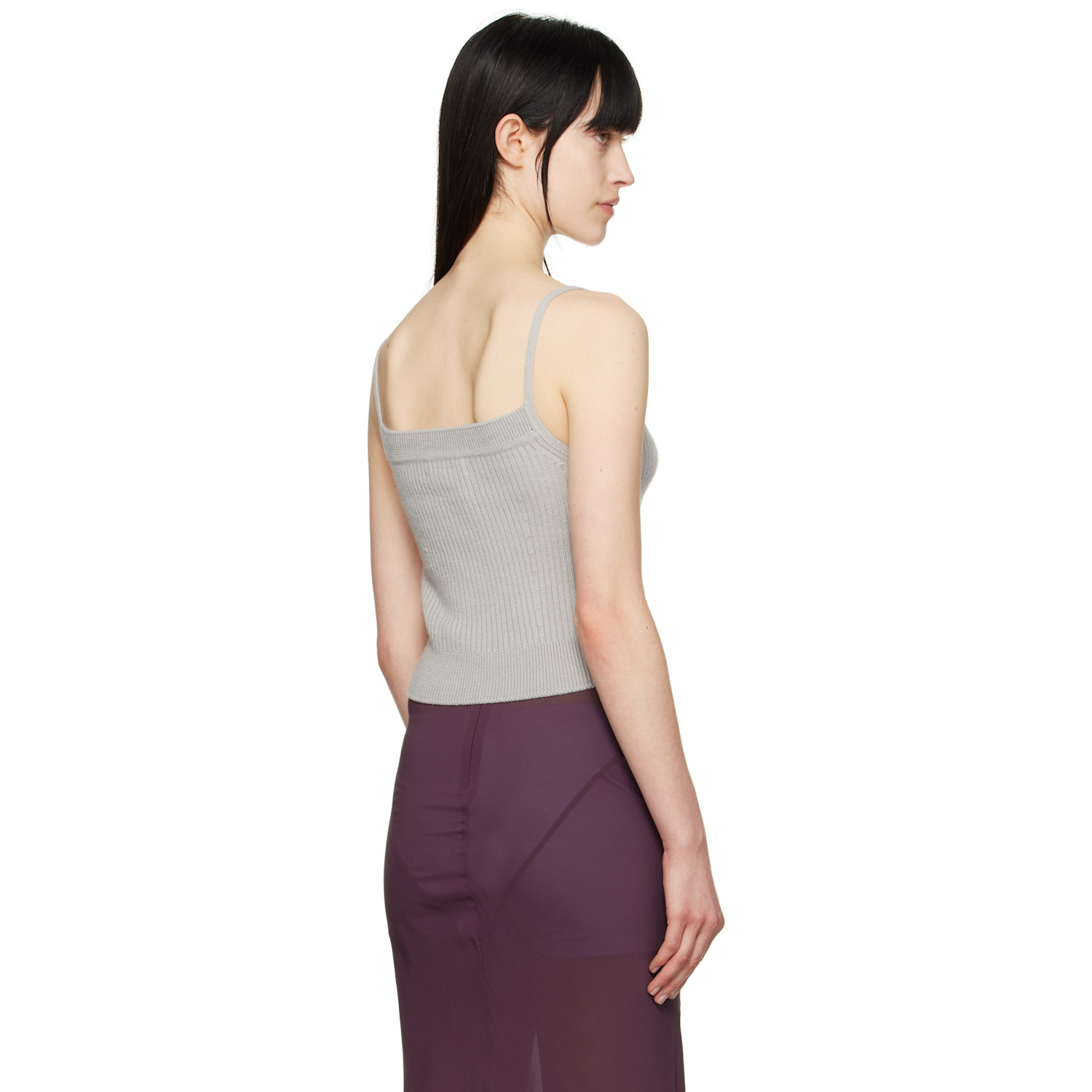  Dries Van Noten Gray Straight Neck Wool Tank Top 