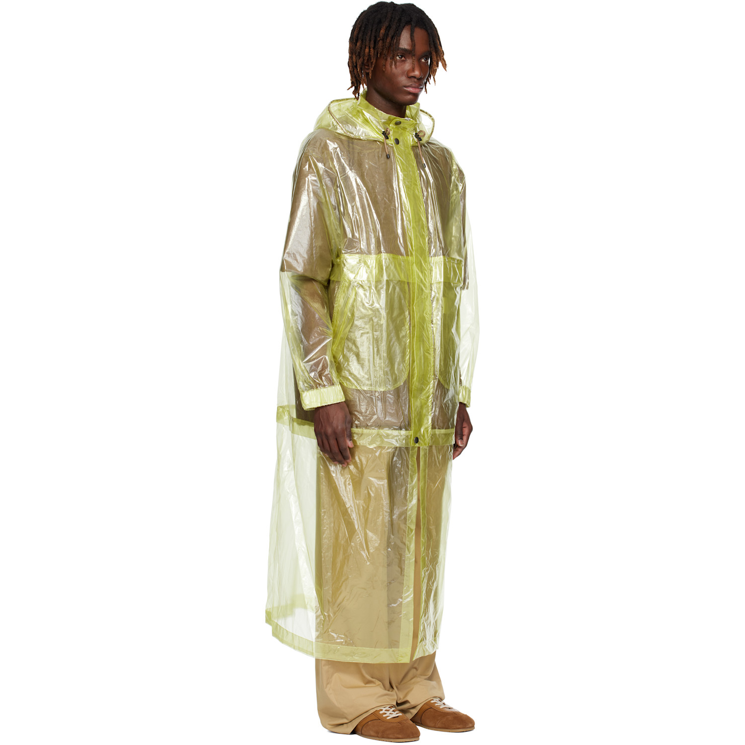  Dries Van Noten Yellow Sheer Taffeta Coat 