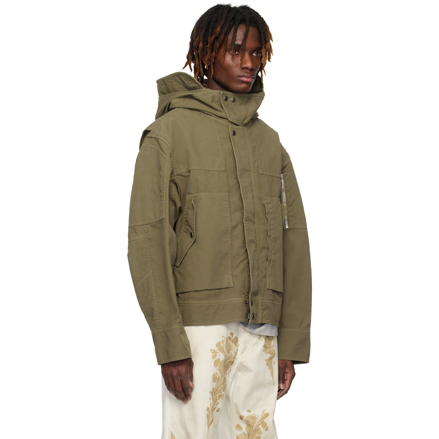  Dries Van Noten Khaki Flap Pocket Jacket 