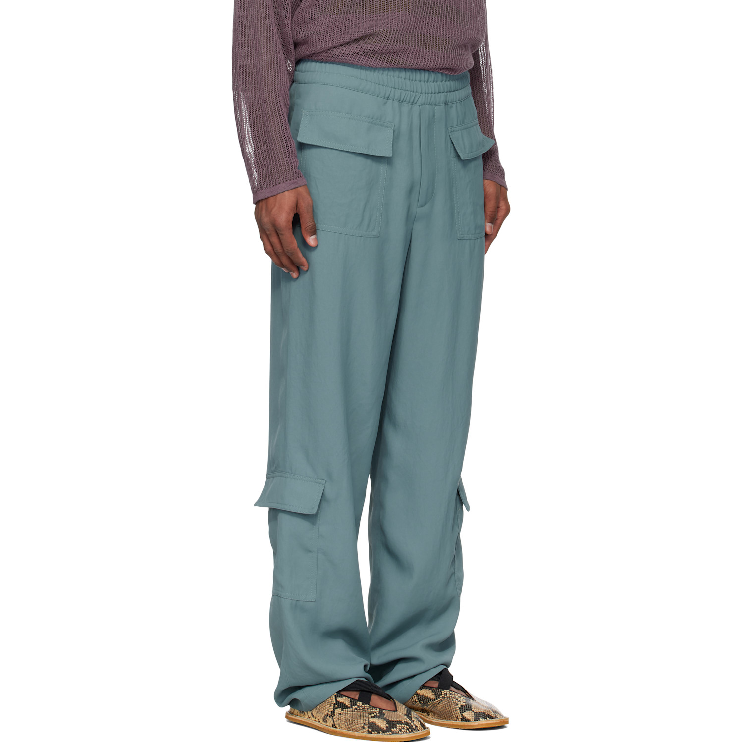  Dries Van Noten Blue Twill Cargo Pants 
